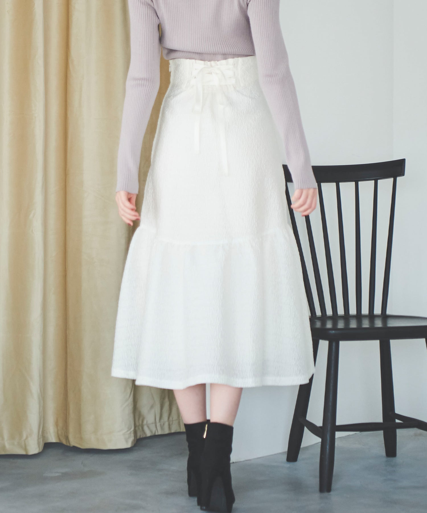 トランテアン ソン ドゥ モード 31 Sons de mode ジャカードレースアップスカート (オフホワイト) OFF-WHITE