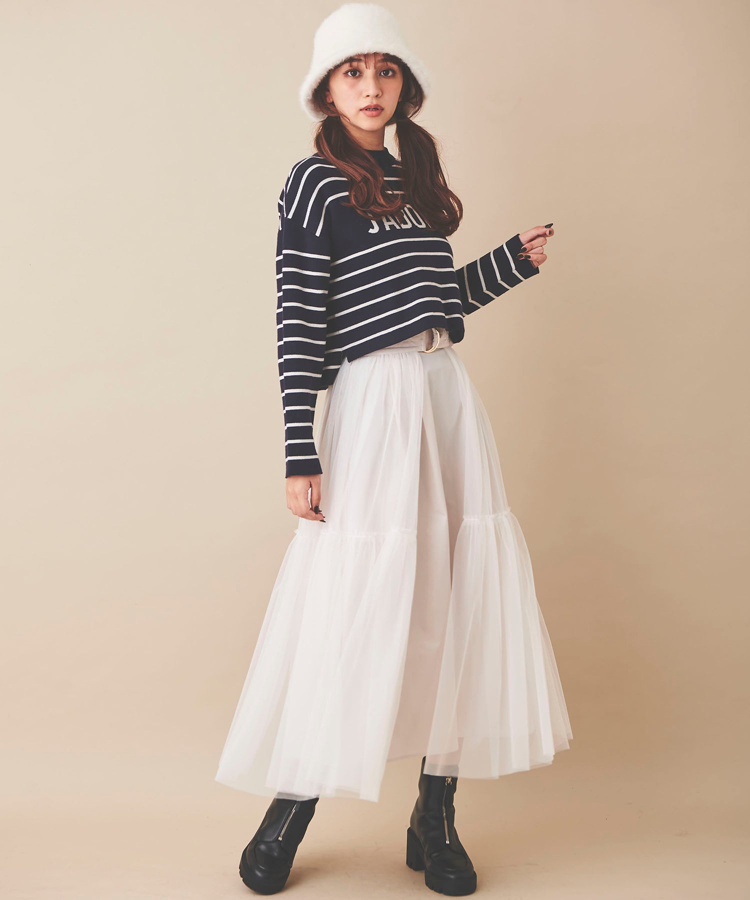 トランテアン ソン ドゥ モード 31 Sons de mode チュール×タフタスカート (クリーム) クリーム