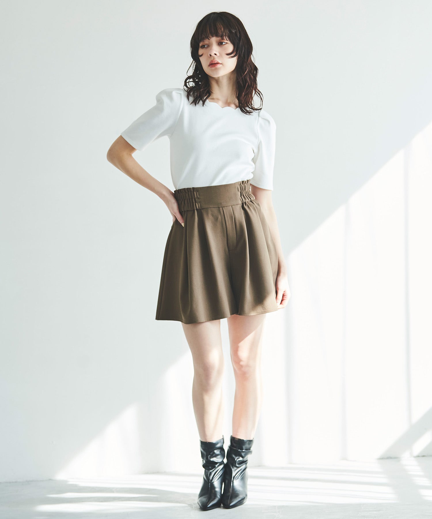 トランテアン ソン ドゥ モード 31 Sons de mode ボリュームキュロット (チャ) BROWN