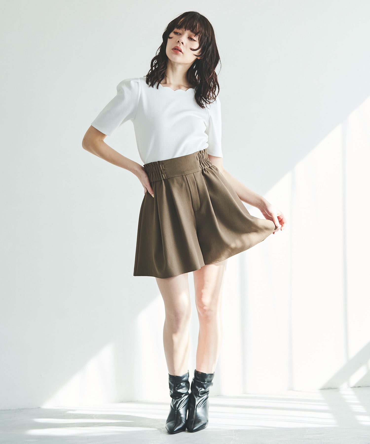 トランテアン ソン ドゥ モード 31 Sons de mode ボリュームキュロット (チャ) BROWN