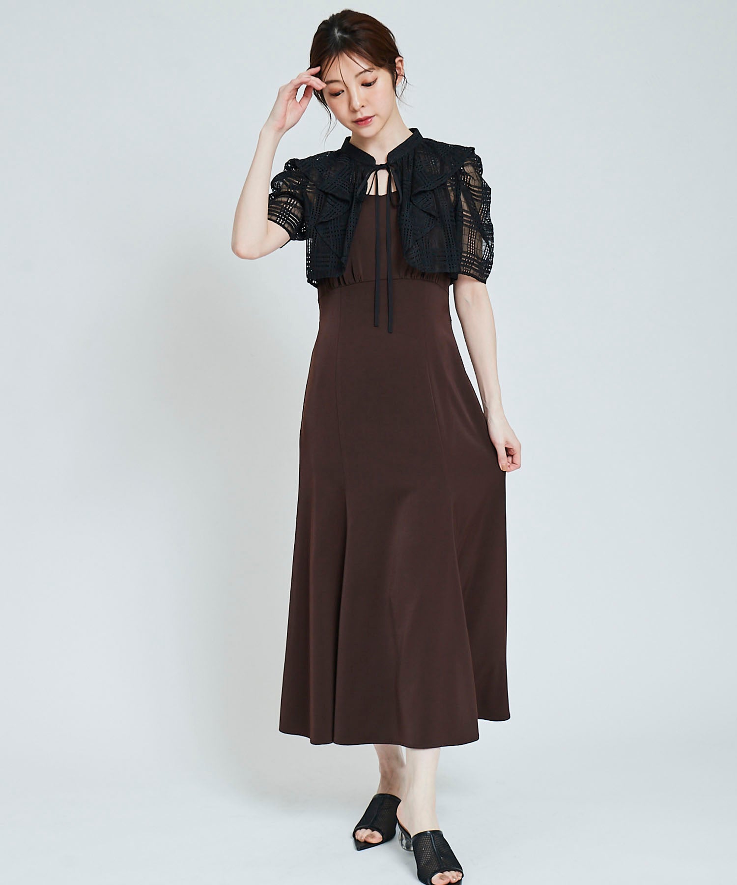 トランテアン ソン ドゥ モード 31 Sons de mode レースボレロワンピース (チャ) BROWN