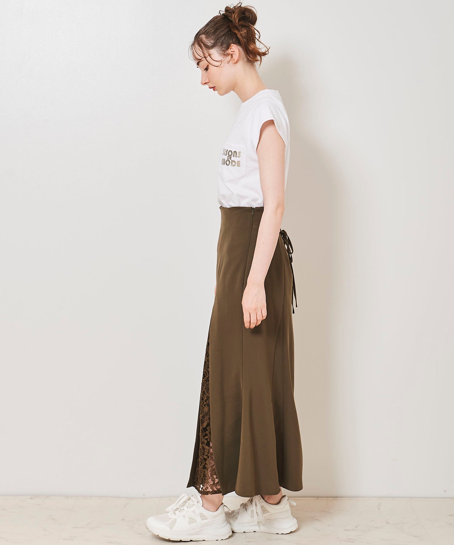 トランテアン ソン ドゥ モード 31 Sons de mode レース切替マーメイドスカート (カーキ) KHAKI