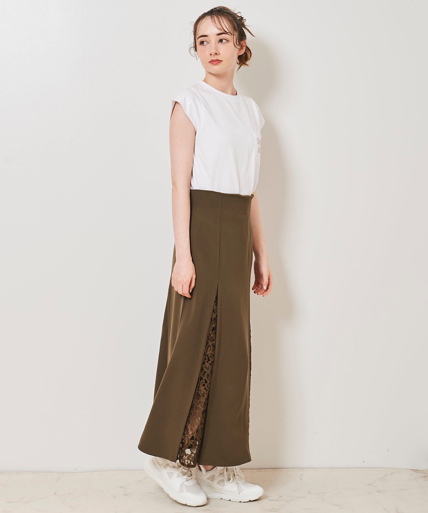 トランテアン ソン ドゥ モード 31 Sons de mode レース切替マーメイドスカート (カーキ) KHAKI