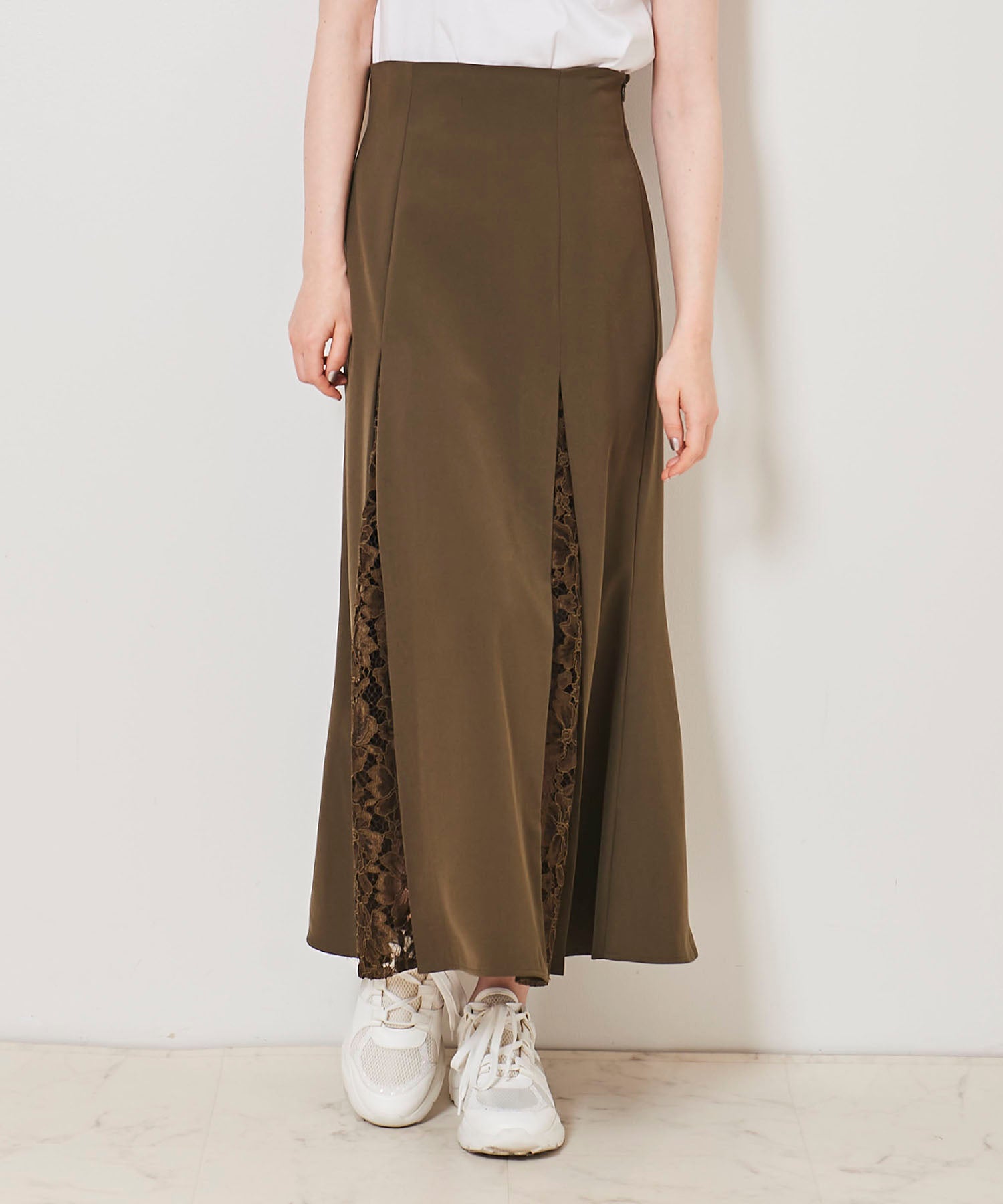 トランテアン ソン ドゥ モード 31 Sons de mode レース切替マーメイドスカート (カーキ) KHAKI