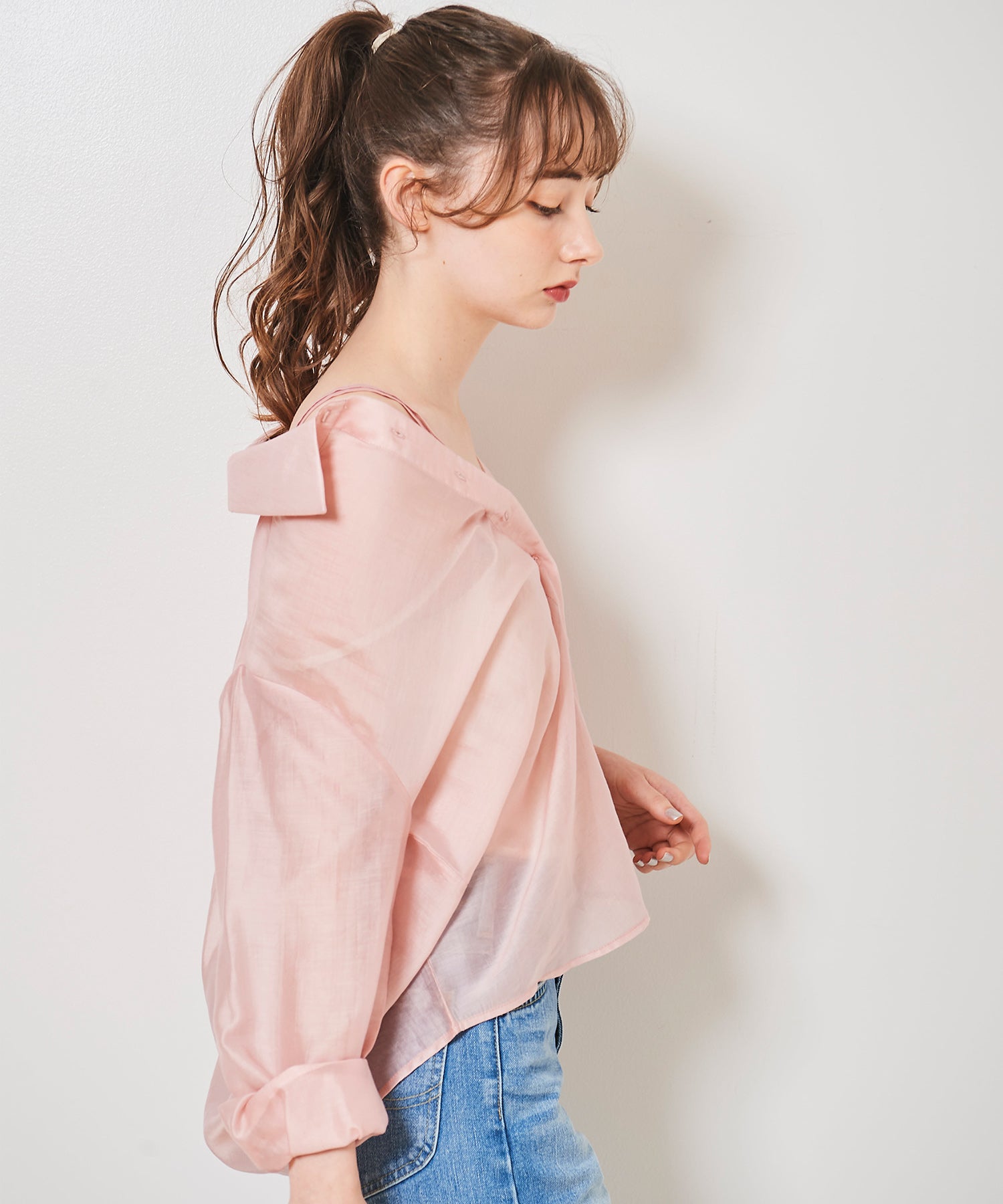 トランテアン ソン ドゥ モード 31 Sons de mode 2WAYオフショルシアーシャツ (ピンク) PINK