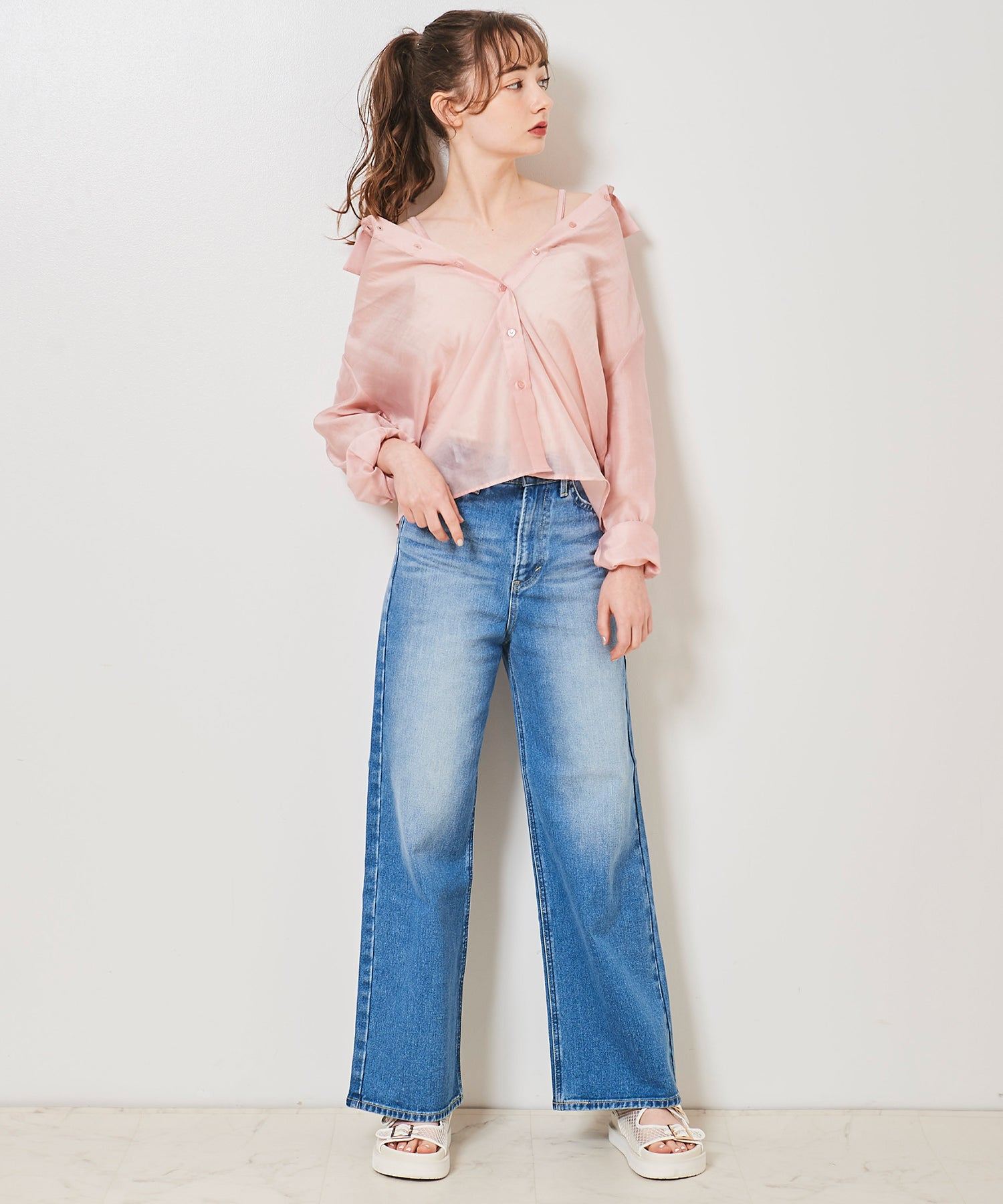 トランテアン ソン ドゥ モード 31 Sons de mode 2WAYオフショルシアーシャツ (ピンク) PINK