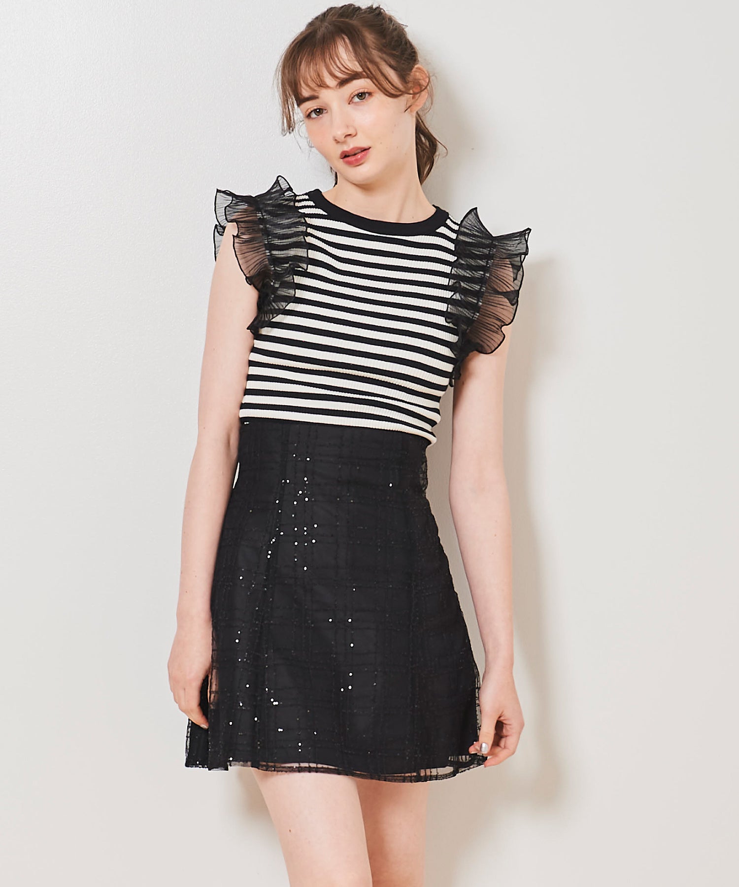 トランテアン ソン ドゥ モード 31 Sons de mode スパンコールチェックミニスカショーパン