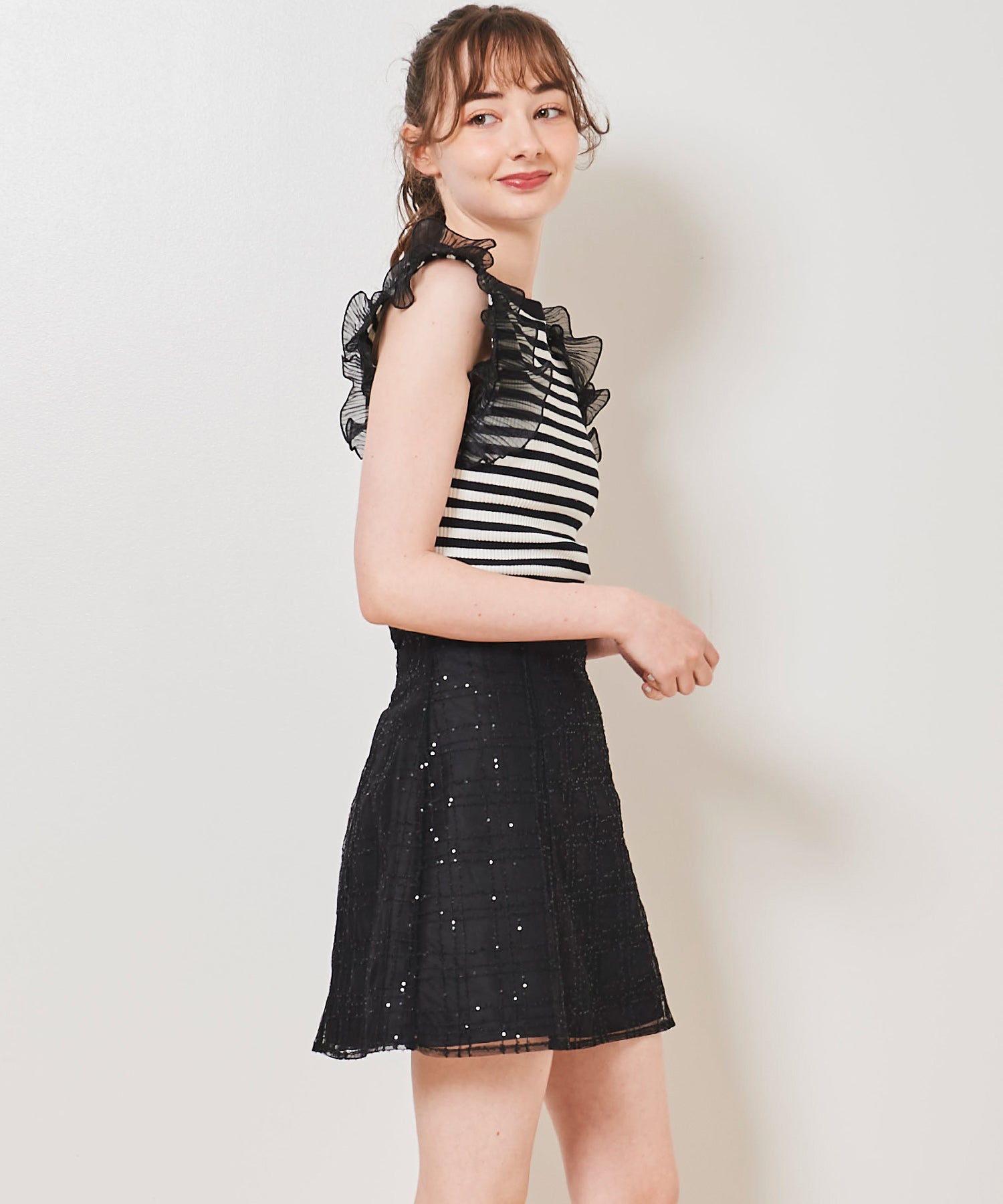 トランテアン ソン ドゥ モード 31 Sons de mode スパンコールチェックミニスカショーパン