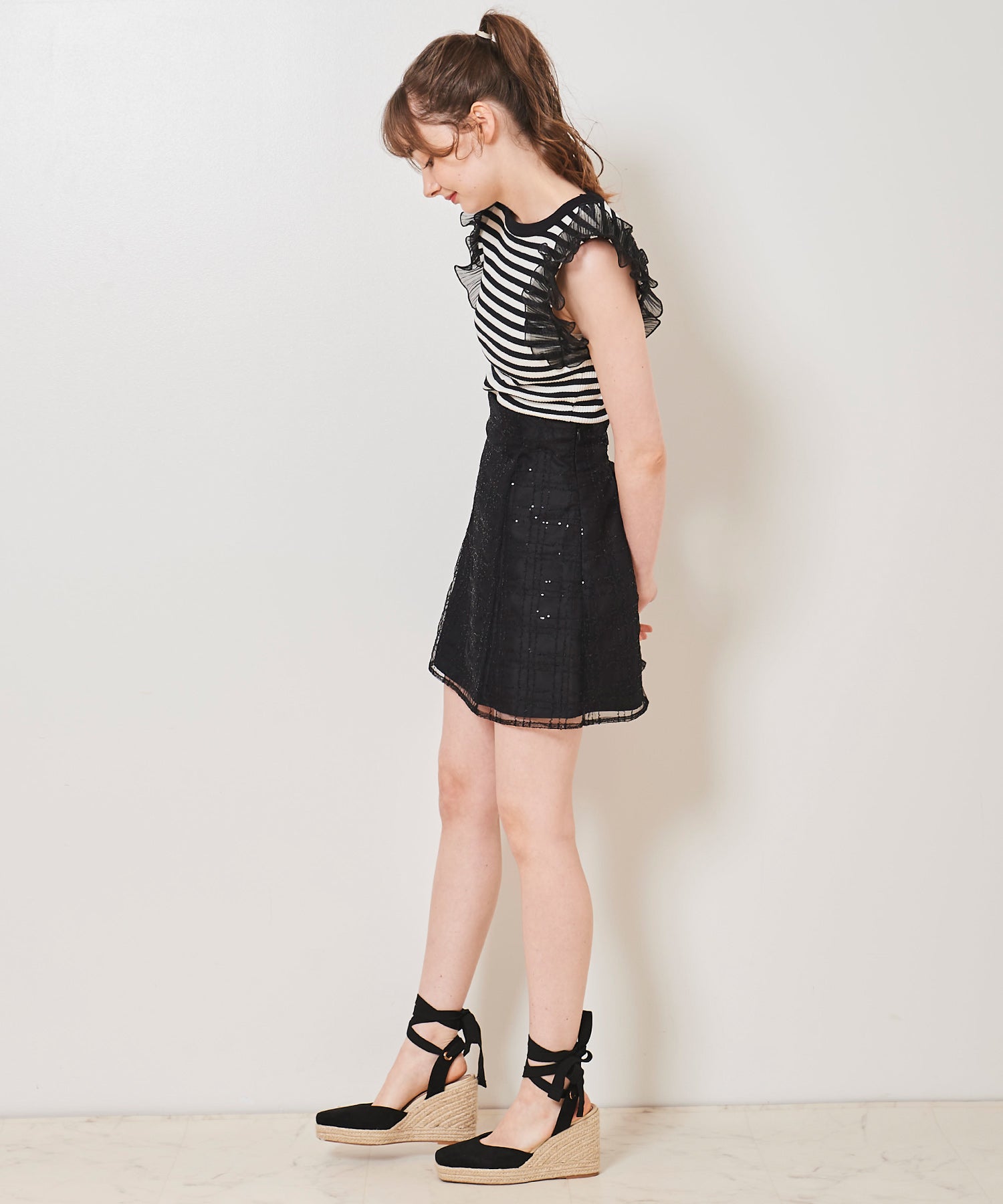 トランテアン ソン ドゥ モード 31 Sons de mode スパンコールチェックミニスカショーパン