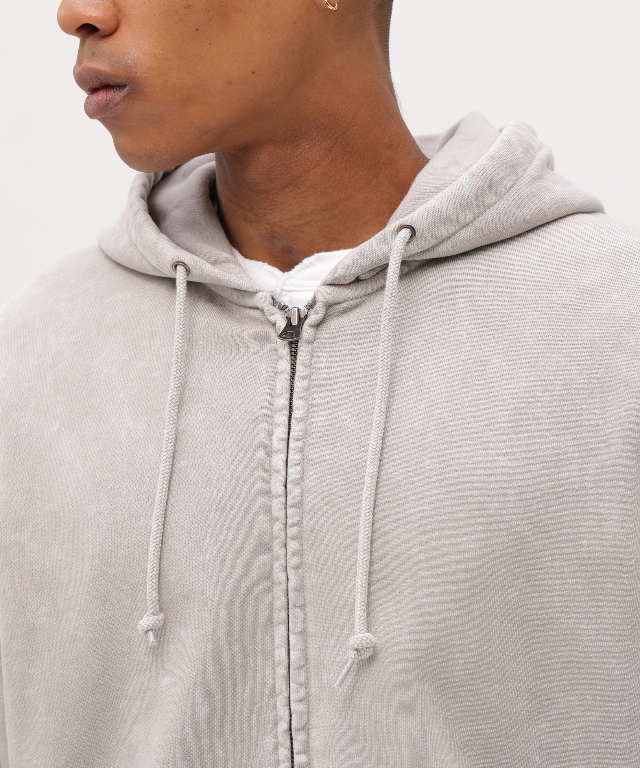ACID WASH ZIP UP HOODIE ライトグレー3