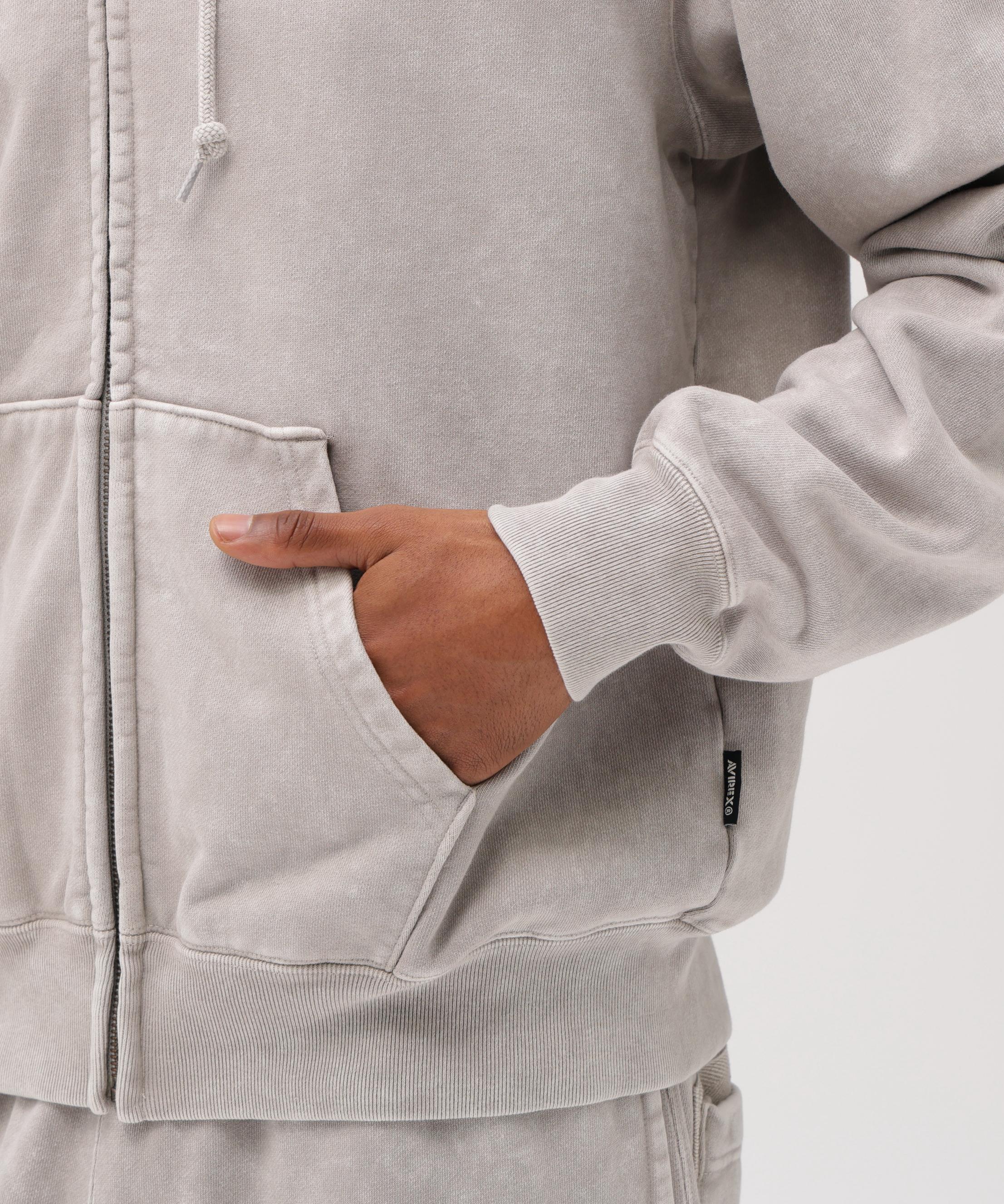 ACID WASH ZIP UP HOODIE ライトグレー3