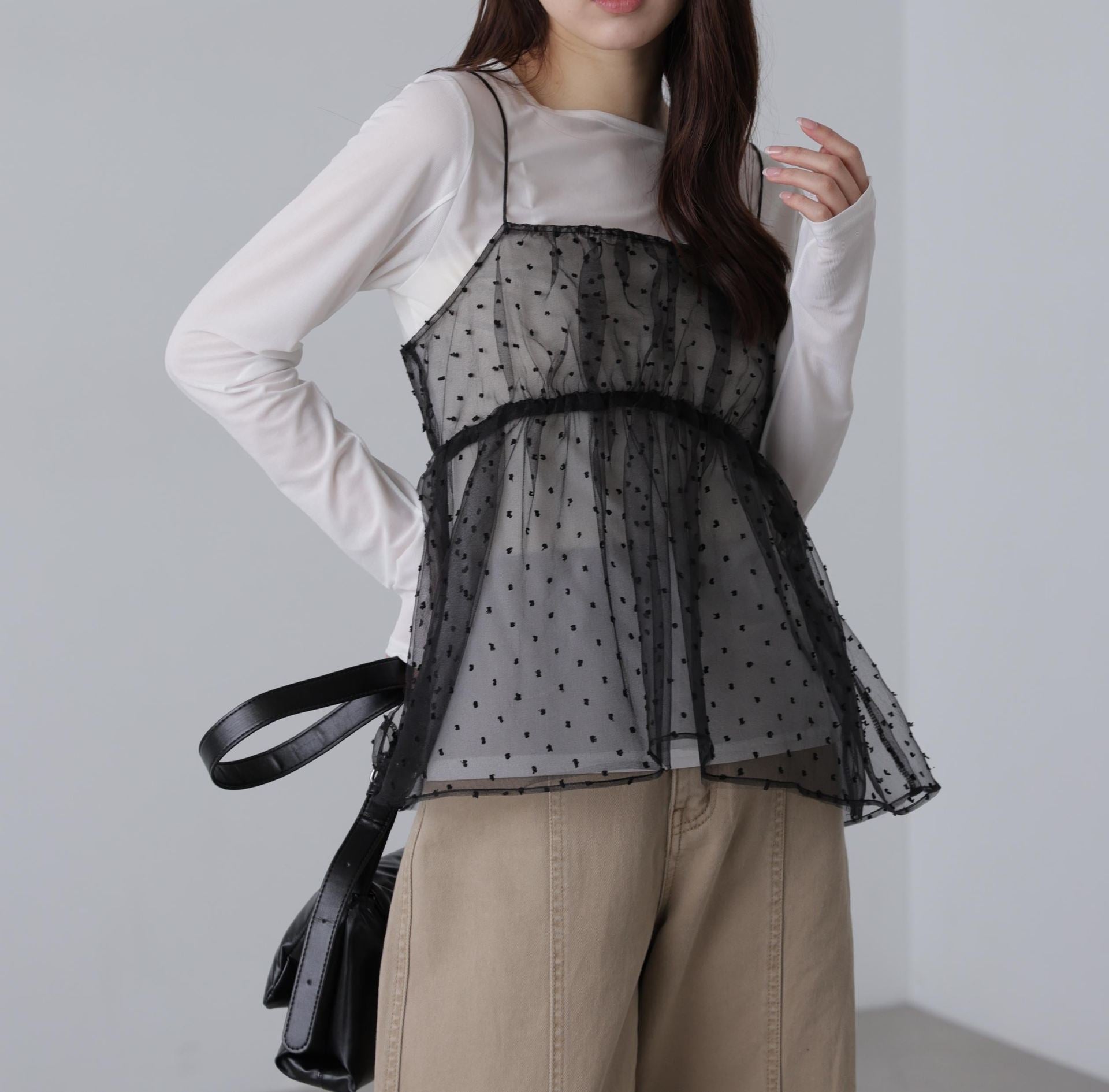 ドットチュールビスチェ ブラック
