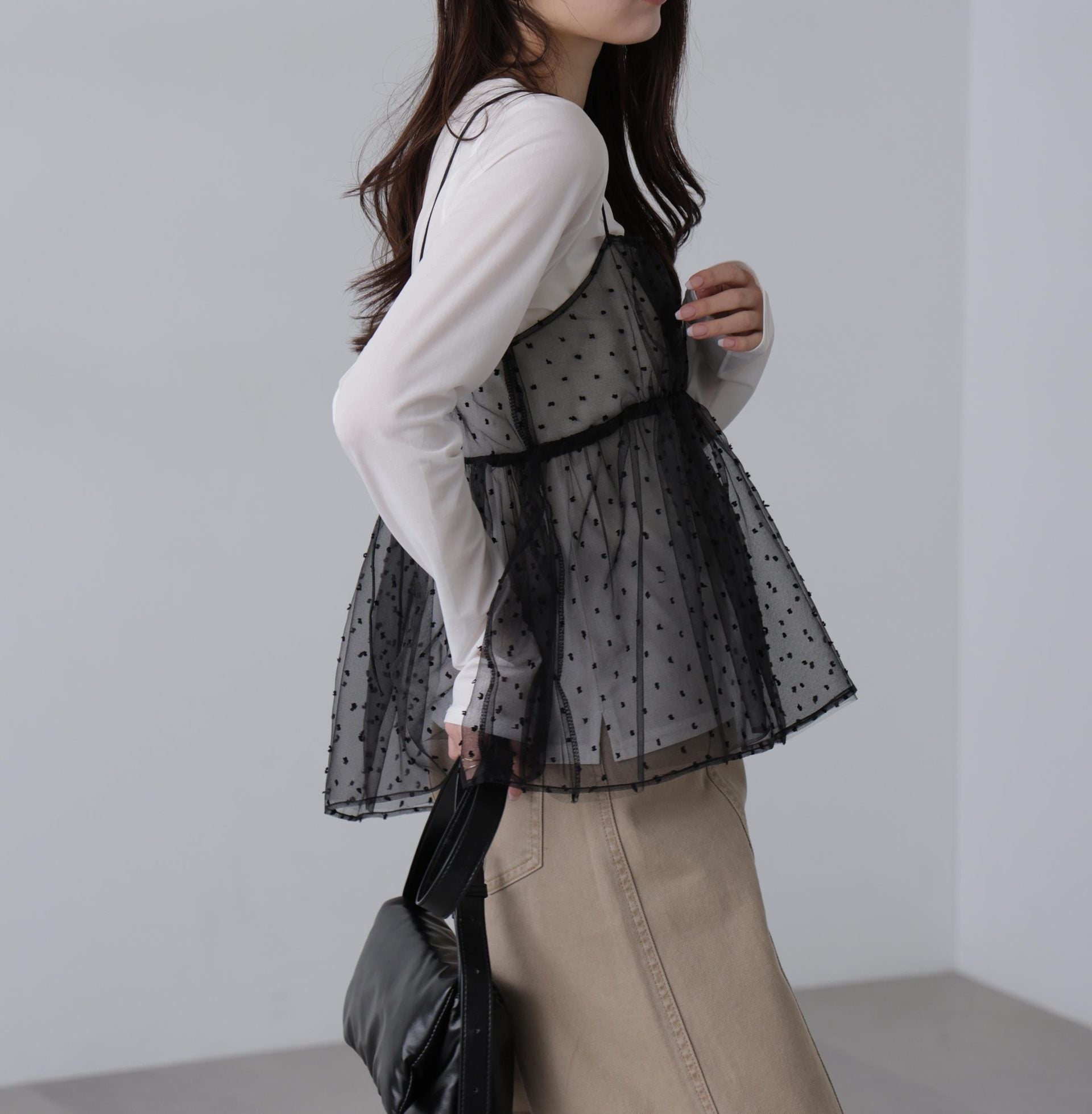 ドットチュールビスチェ ブラック