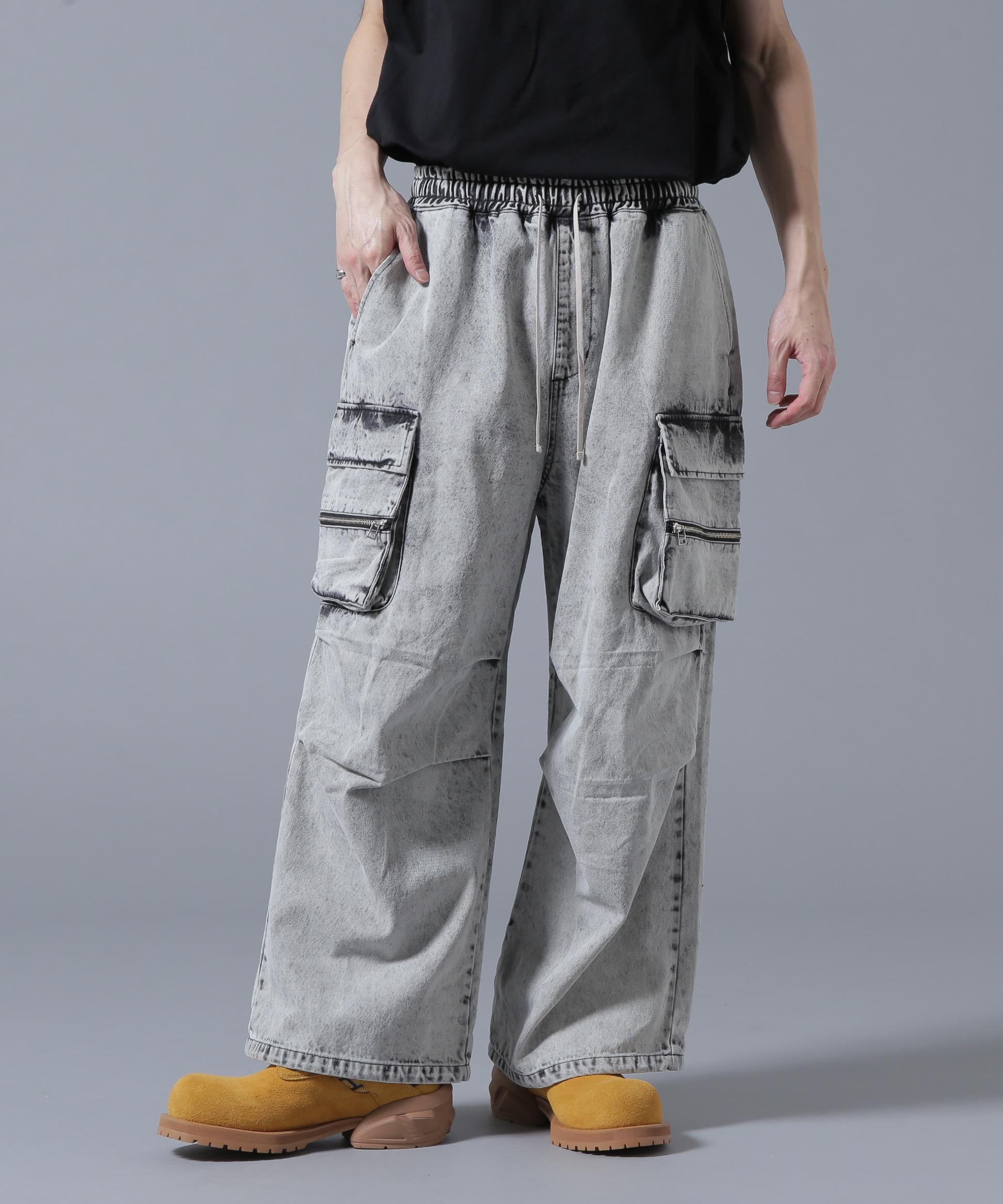 DankeSchon/ダンケシェーン/DENIM W-POCKET CA>GO PANTS グレー
