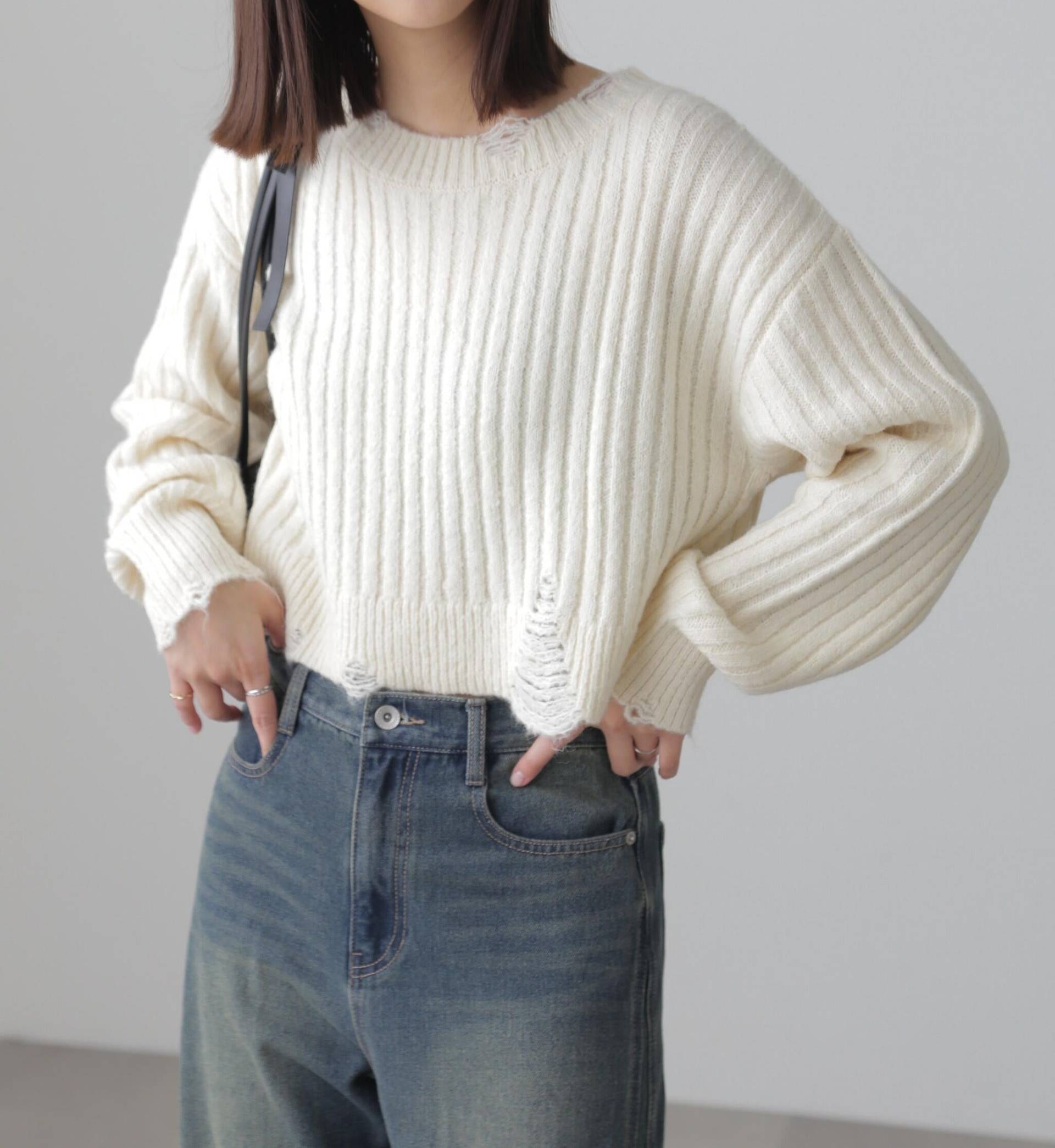 クラッシュニット オフホワイト