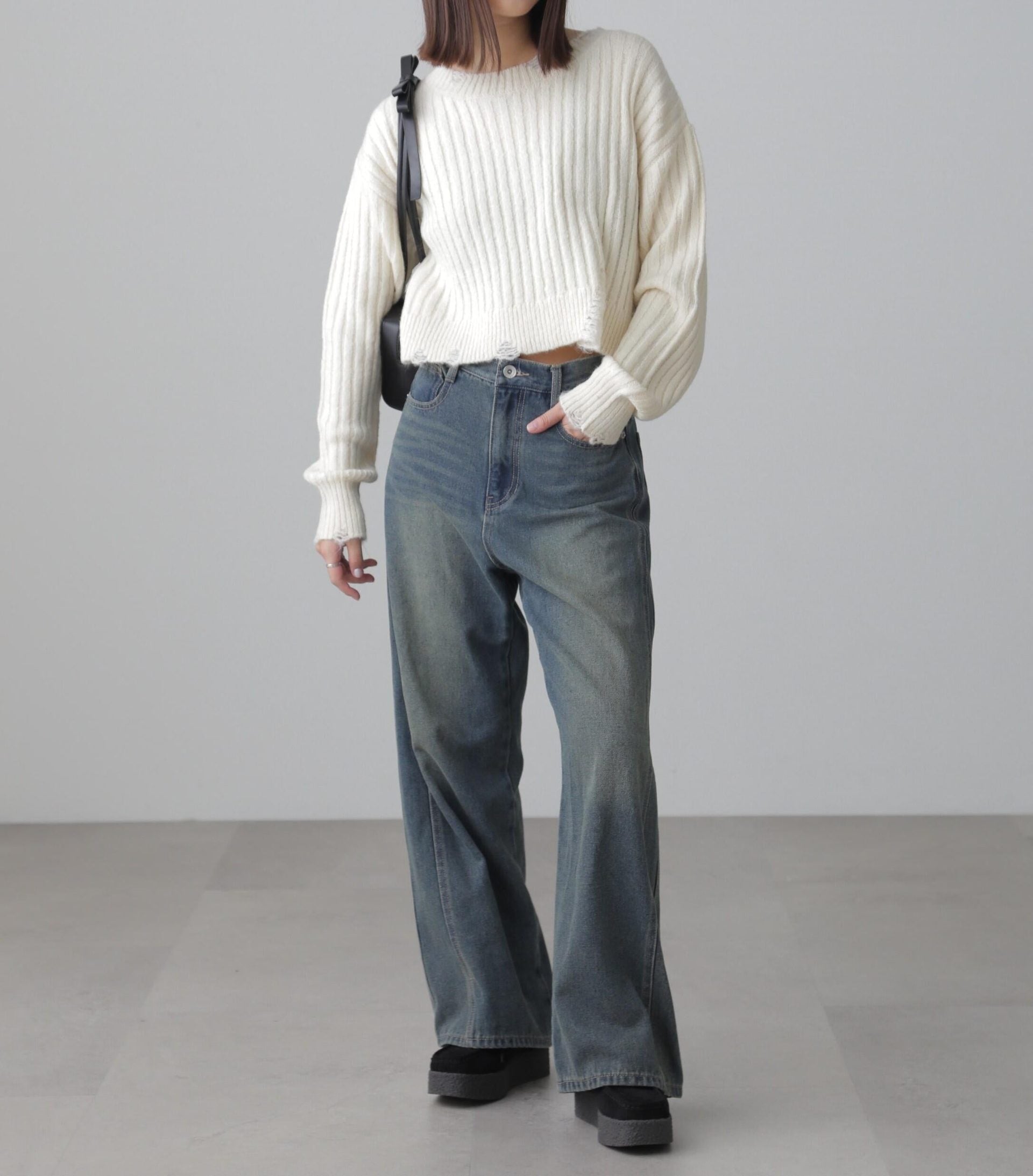 クラッシュニット オフホワイト