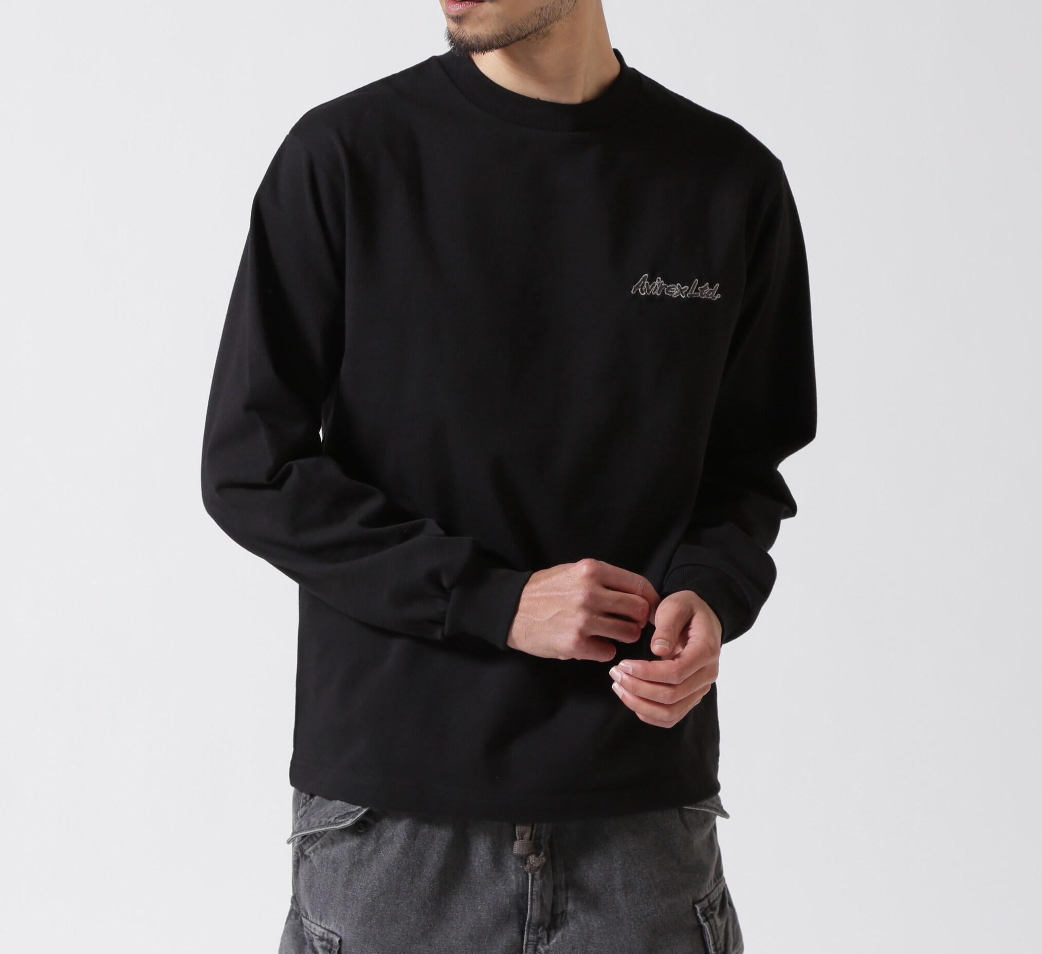 DOURLE D>AGON SOUVENI> T-SHI>T / ダブルドラゴン スーベニア 長袖Tシャツ / AVI>EX ブラック