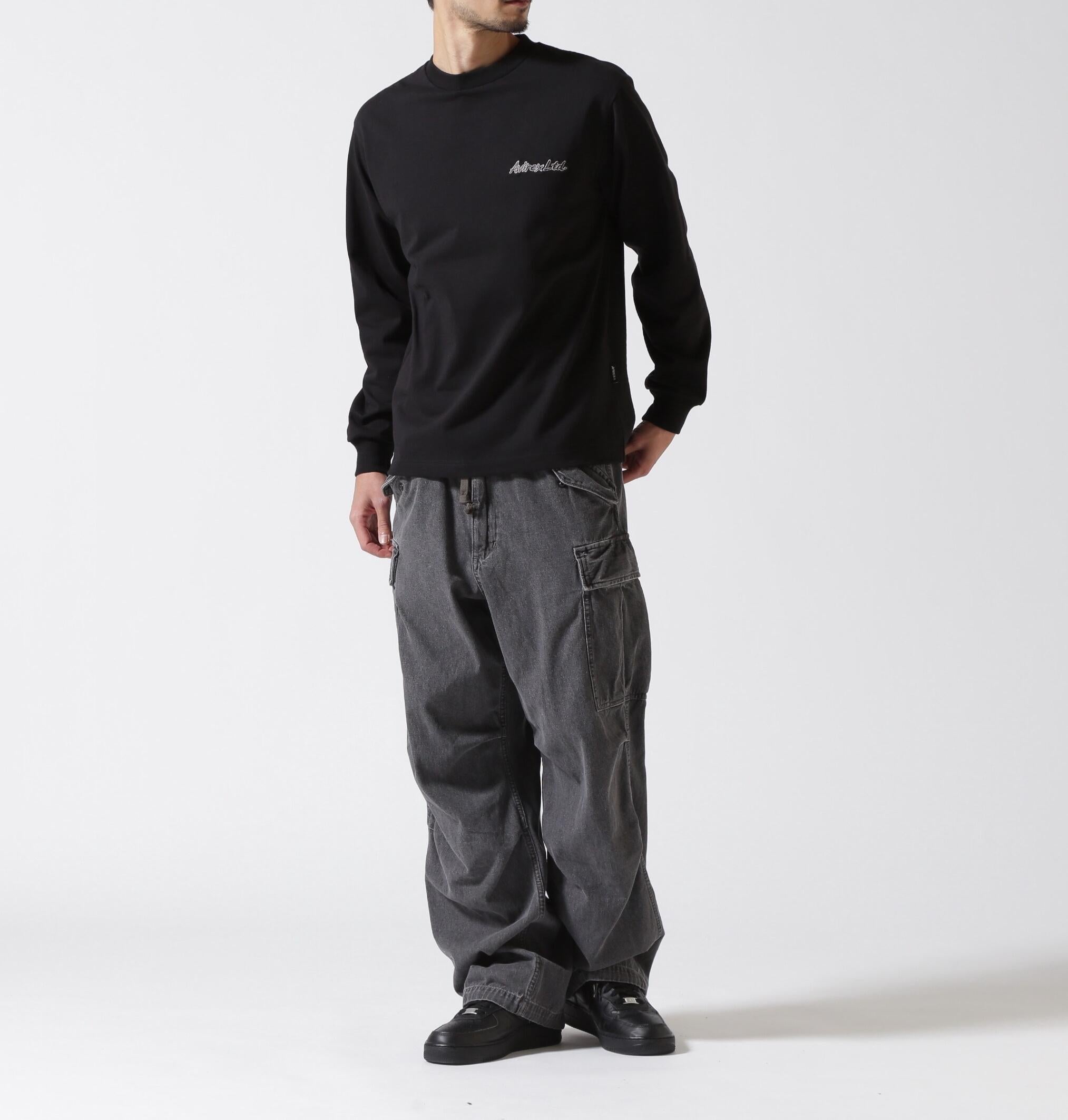 DOURLE D>AGON SOUVENI> T-SHI>T / ダブルドラゴン スーベニア 長袖Tシャツ / AVI>EX ブラック