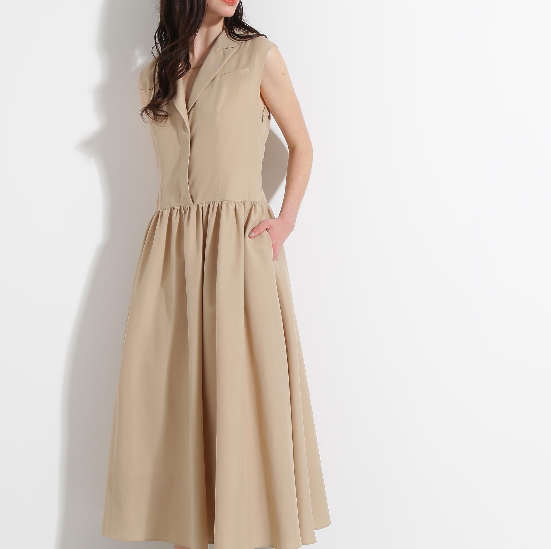 ◆テーラードフレアワンピース ベージュ