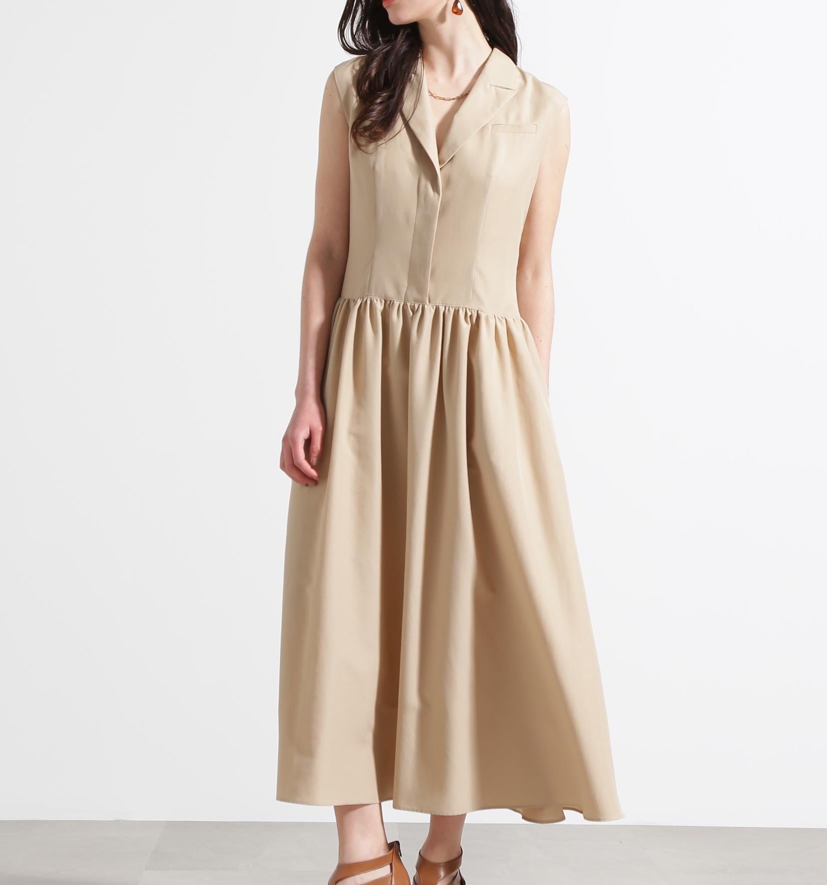 ◆テーラードフレアワンピース ベージュ