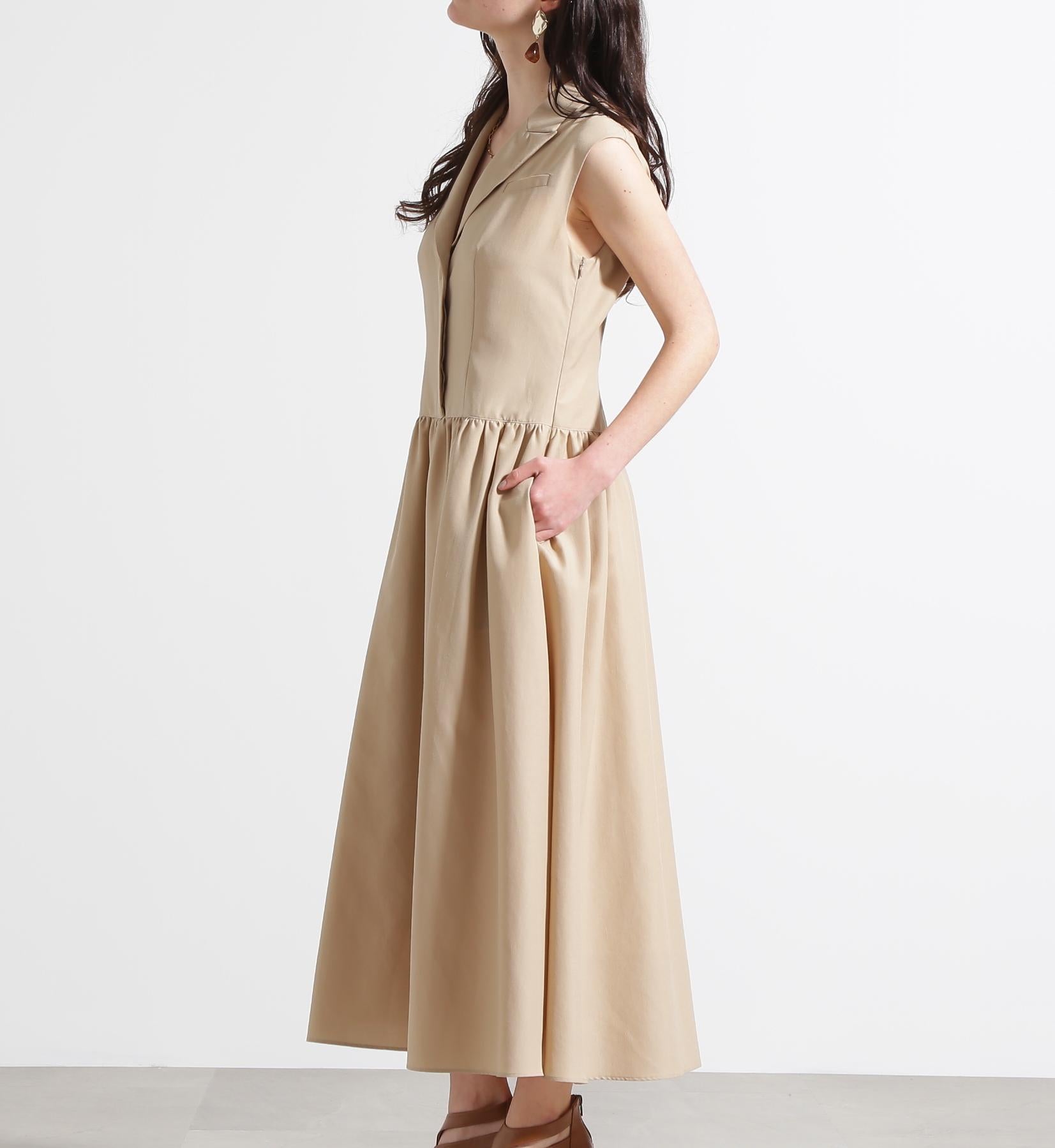 ◆テーラードフレアワンピース ベージュ