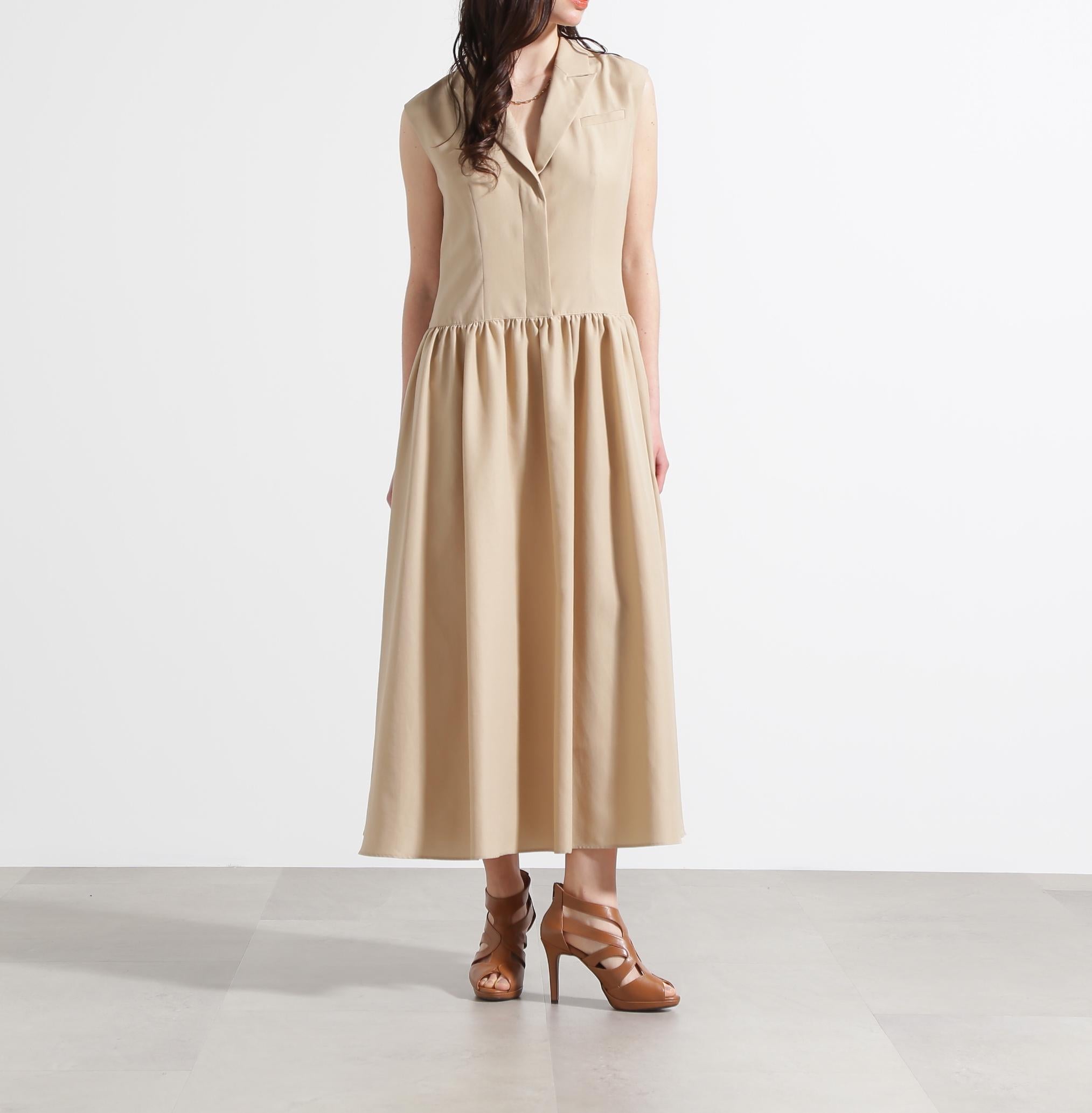 ◆テーラードフレアワンピース ベージュ