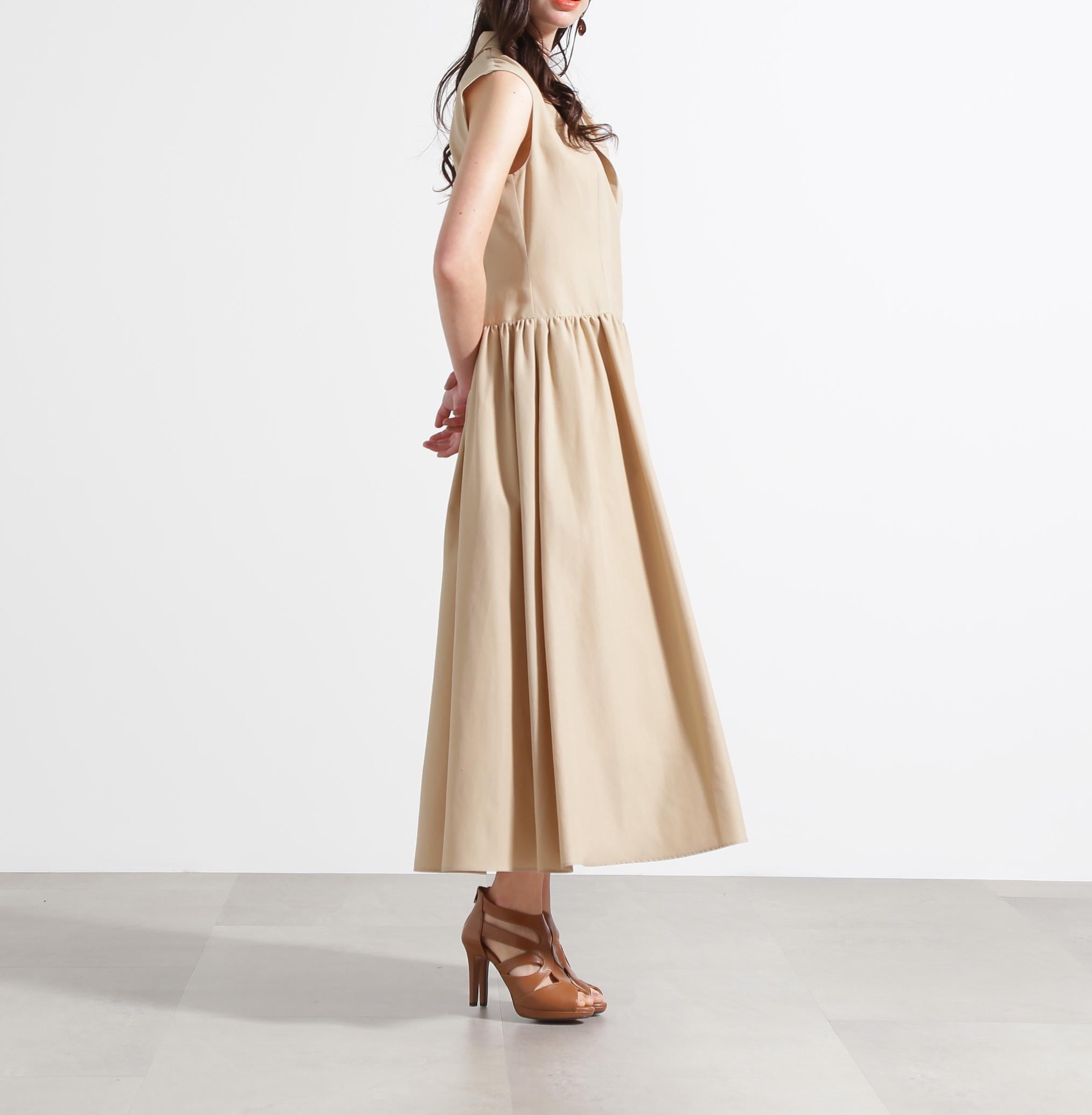 ◆テーラードフレアワンピース ベージュ
