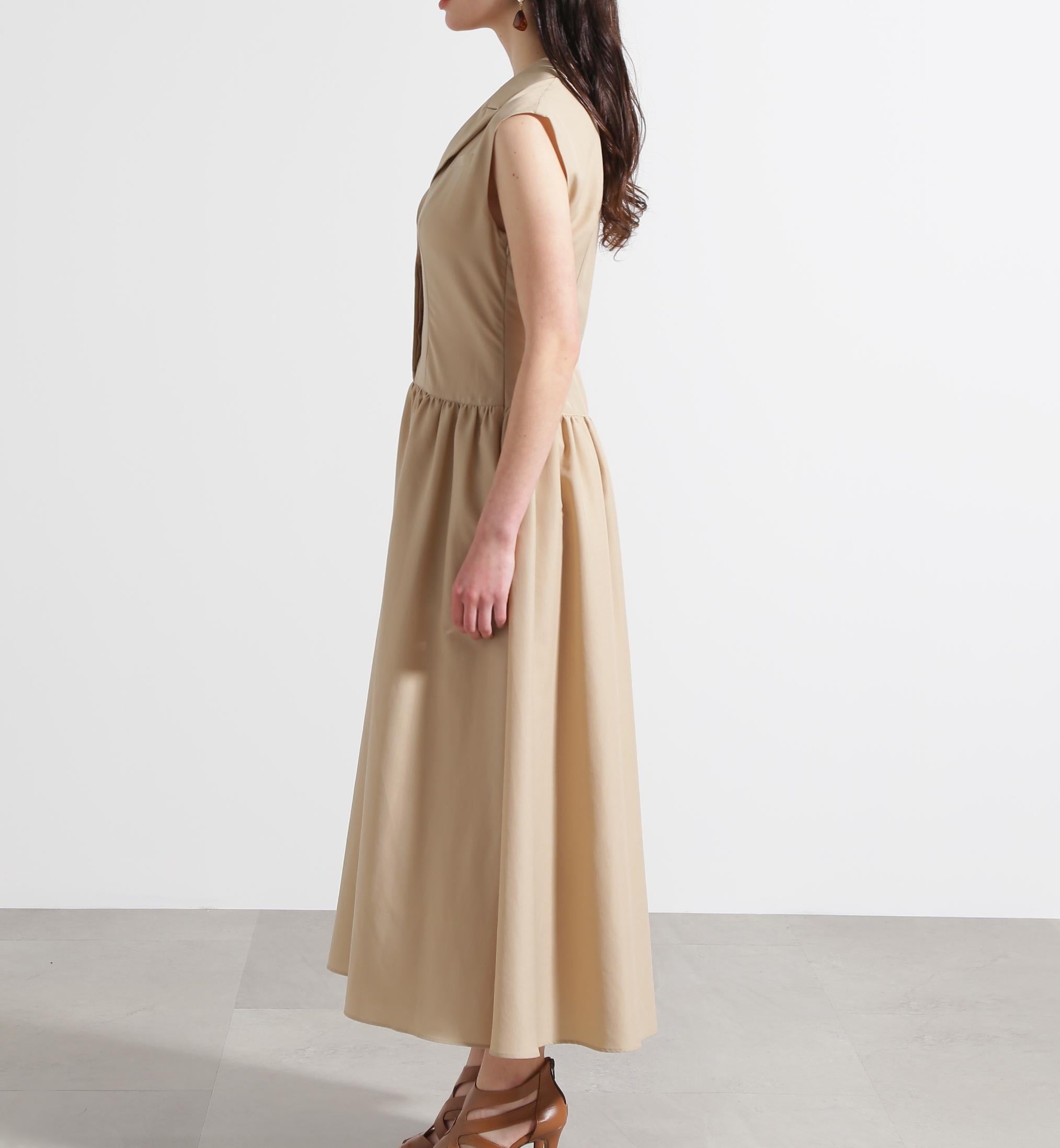 ◆テーラードフレアワンピース ベージュ