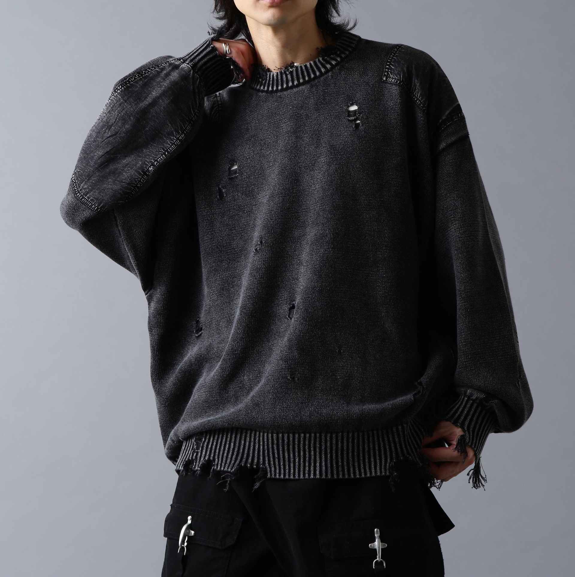 DankeSchon/ダンケシェーン/MILS KNIT CREWNECK ブラック