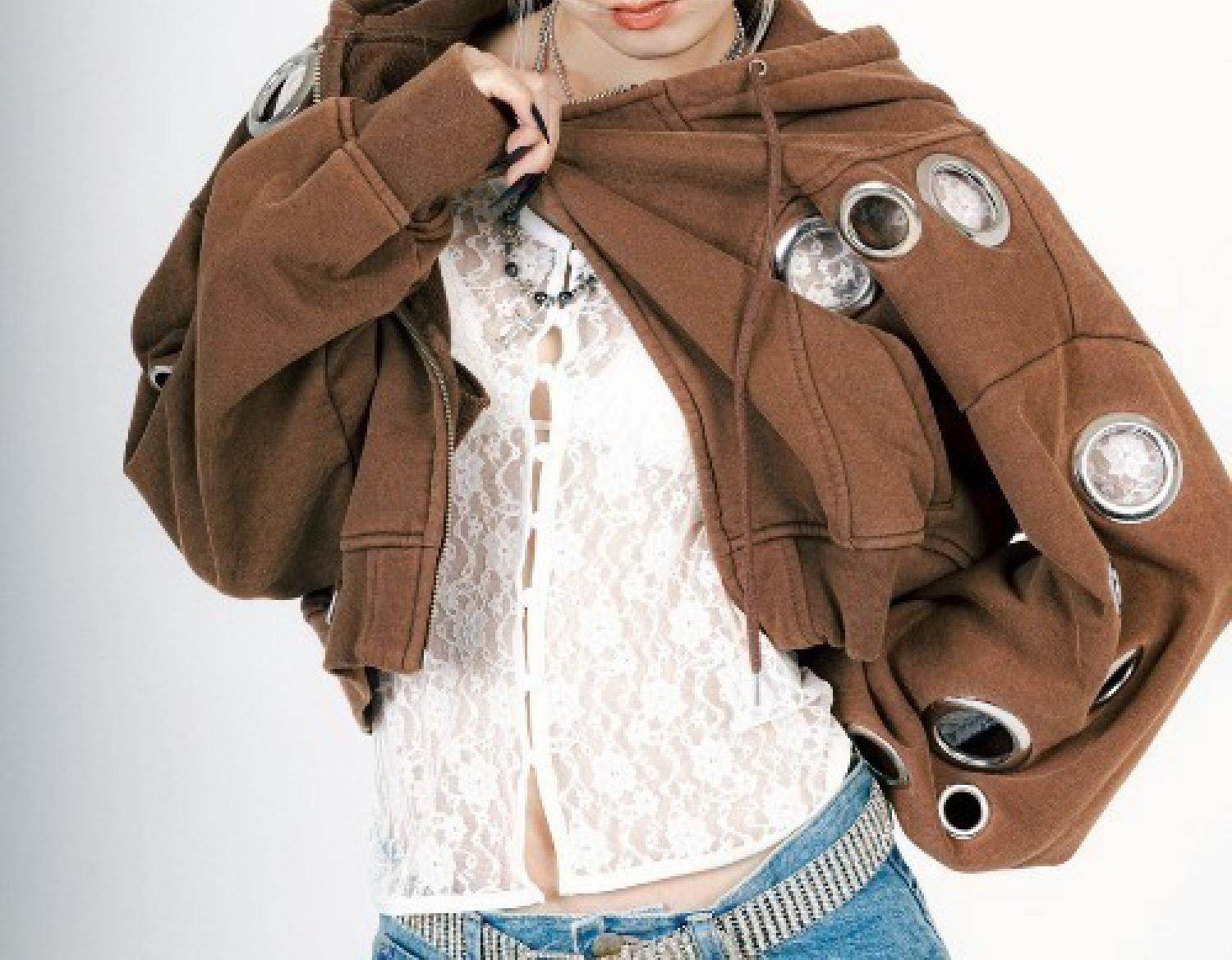 MITSUKI/ミツキ/EYELET HOODIE キャメル6