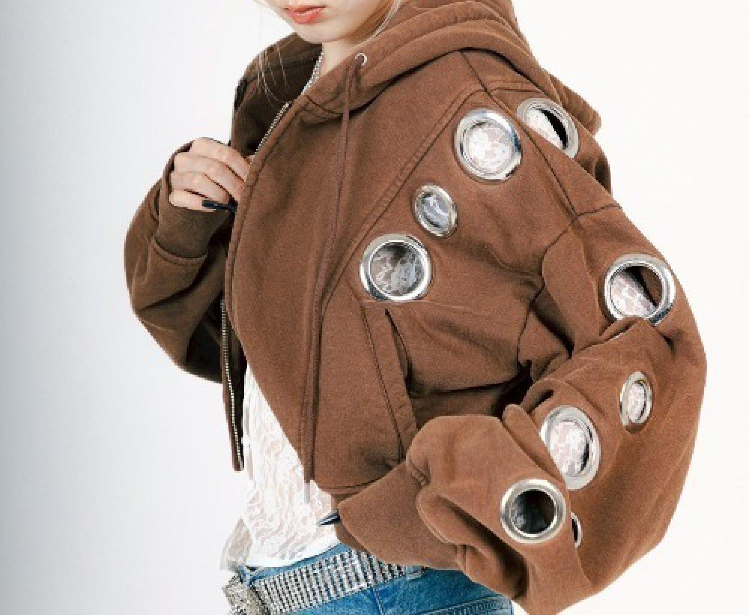 MITSUKI/ミツキ/EYELET HOODIE キャメル6