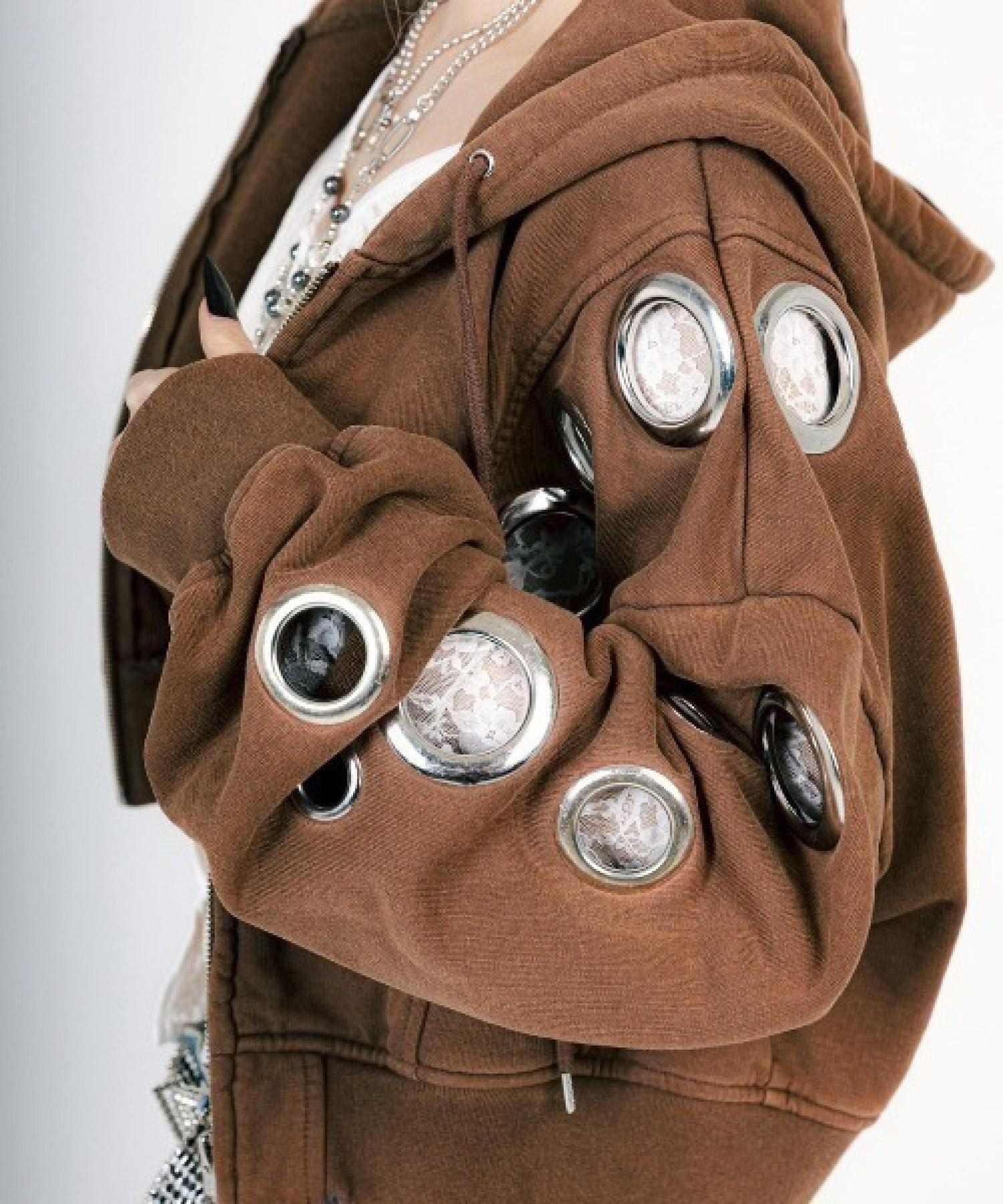 MITSUKI/ミツキ/EYELET HOODIE キャメル6