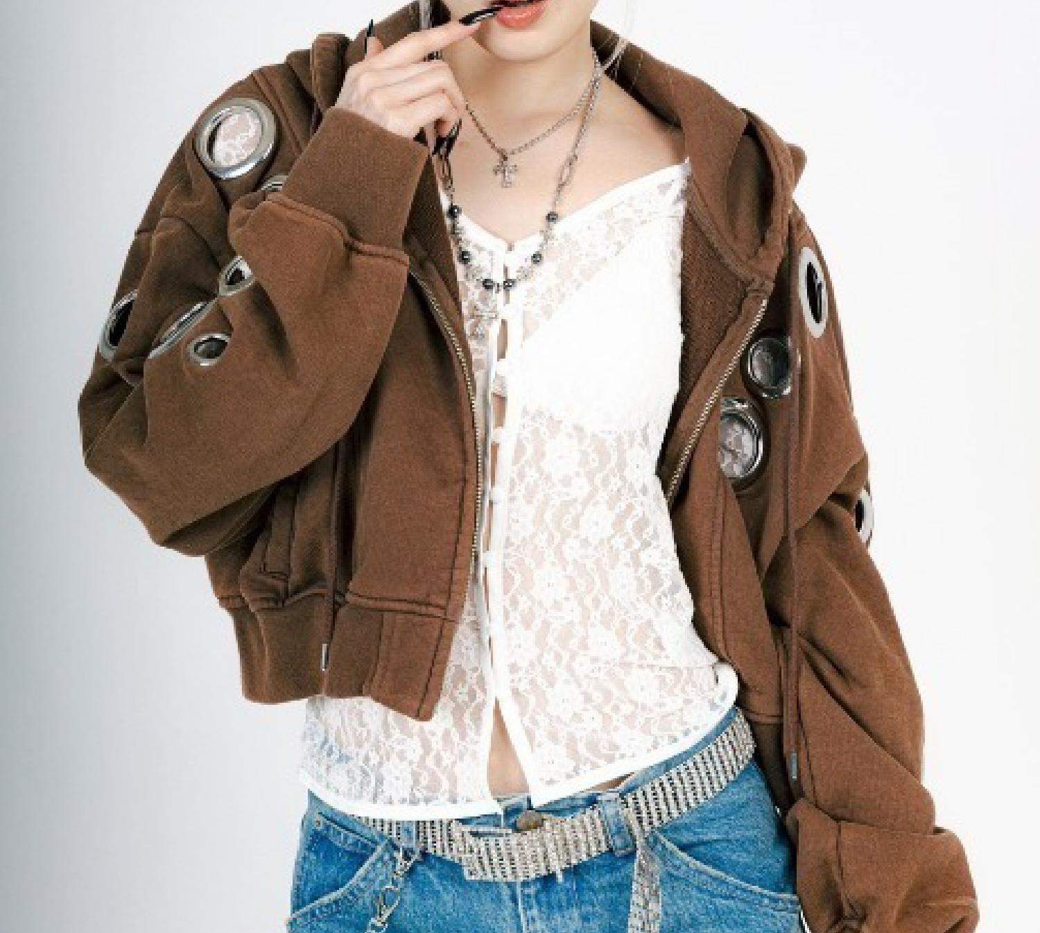 MITSUKI/ミツキ/EYELET HOODIE キャメル6