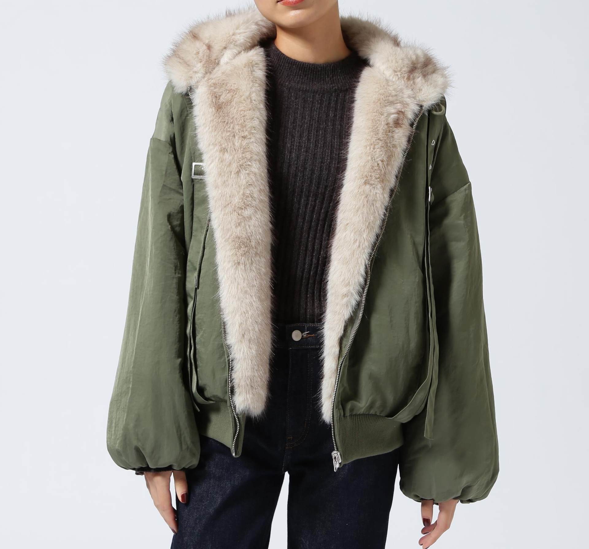 MITSUKI/ミツキ/REVERSIBLE FUR BLOUSON カーキ