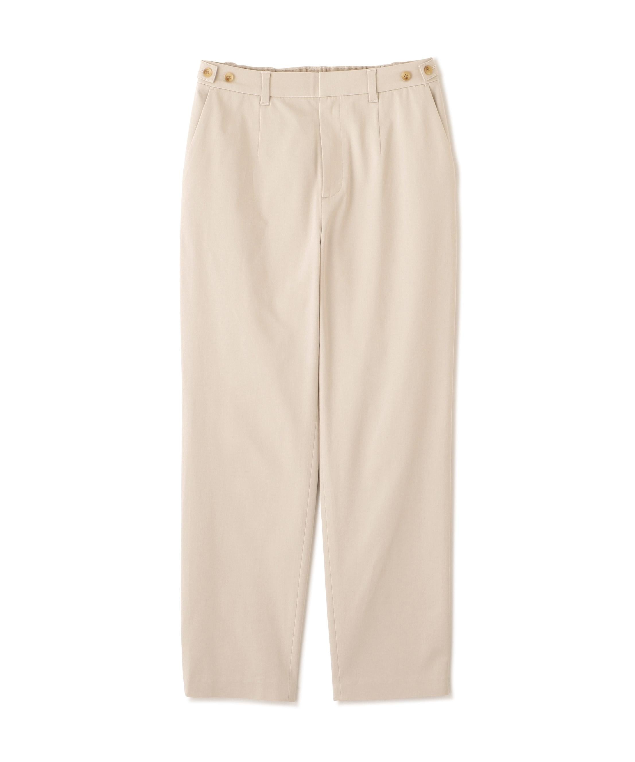サテンストレッチ細身ストレートパンツ ベージュ
