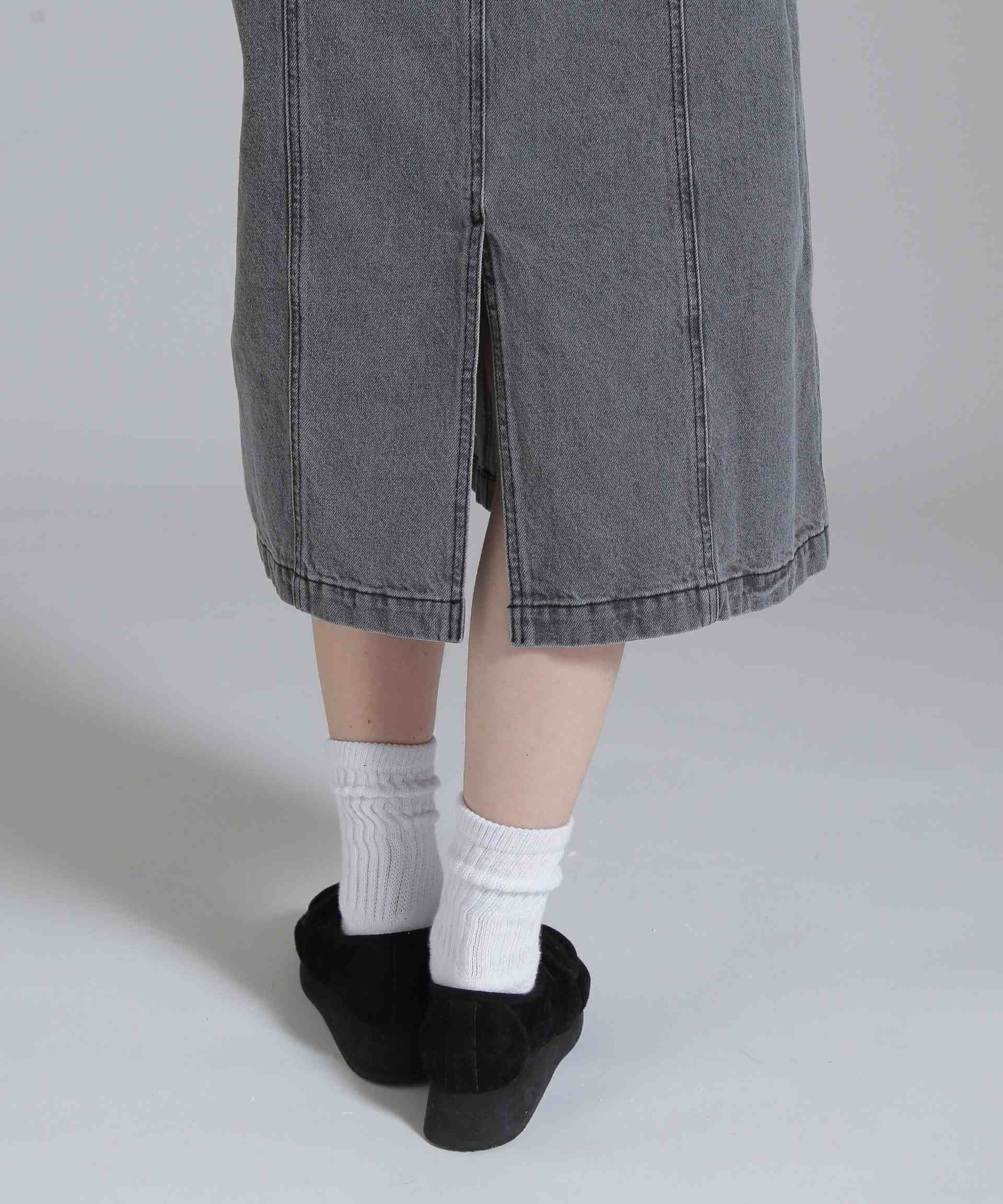 RELT P>INT DENIM JUMPE> SKI>T/ベルトプリントデニムジャンパースカート ブラック