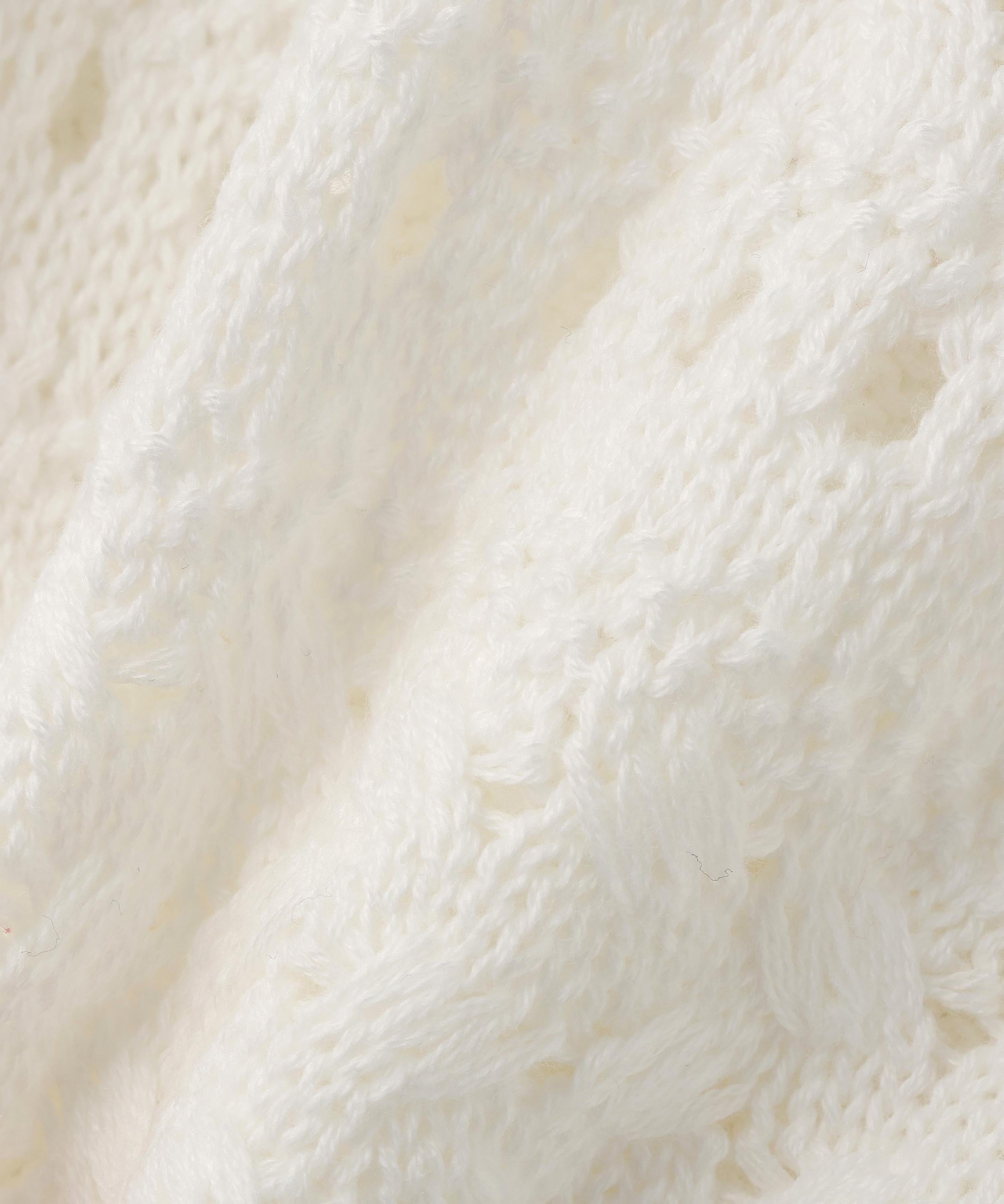 Vネック透かし編みニット オフホワイト1