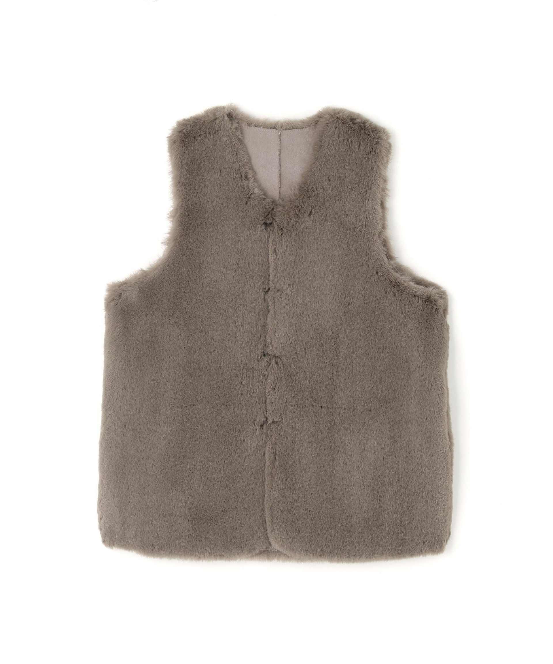Risley/リズレー/ラビットファー風ベスト グレー