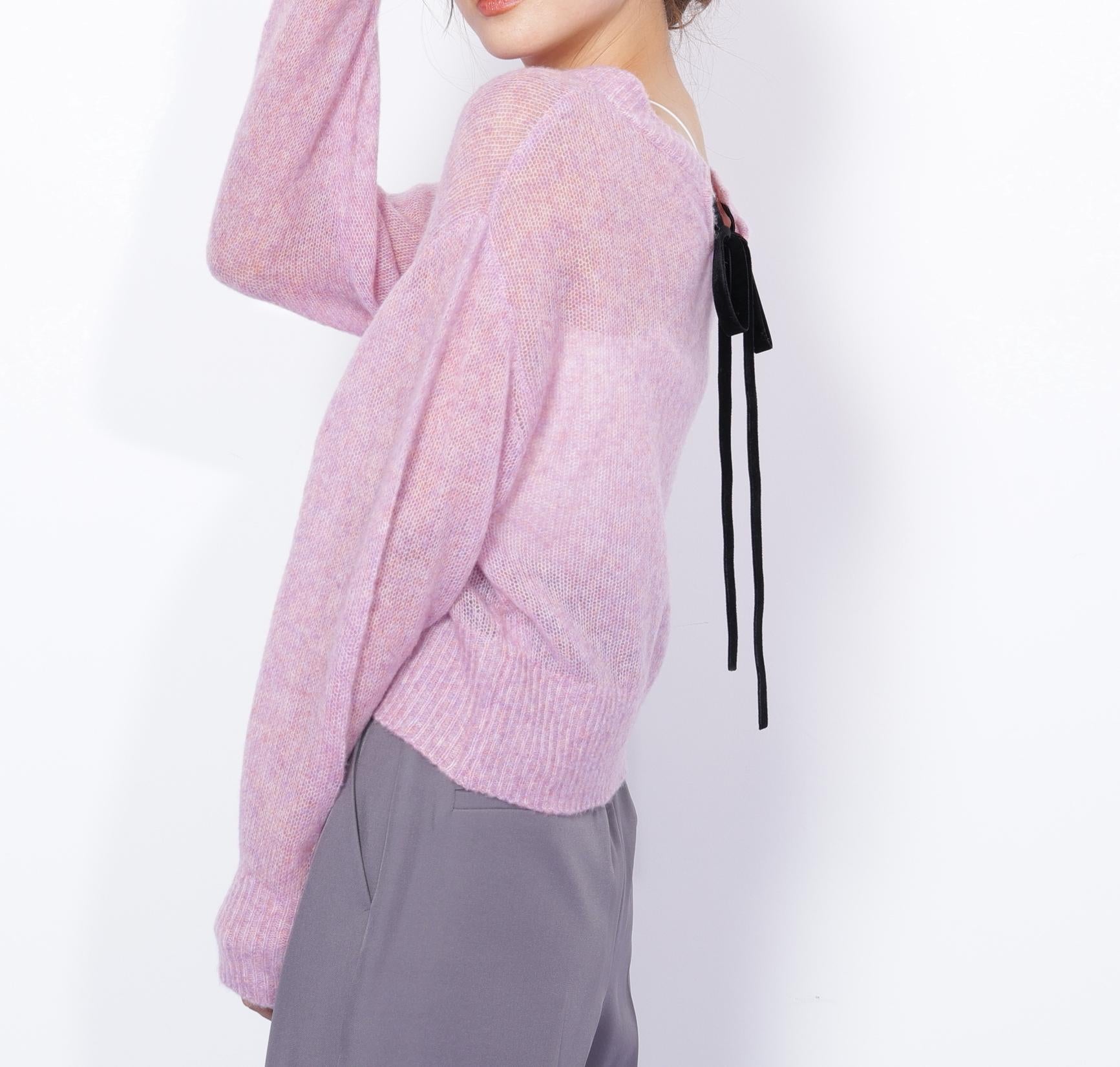 シアーリボンニット ピンク