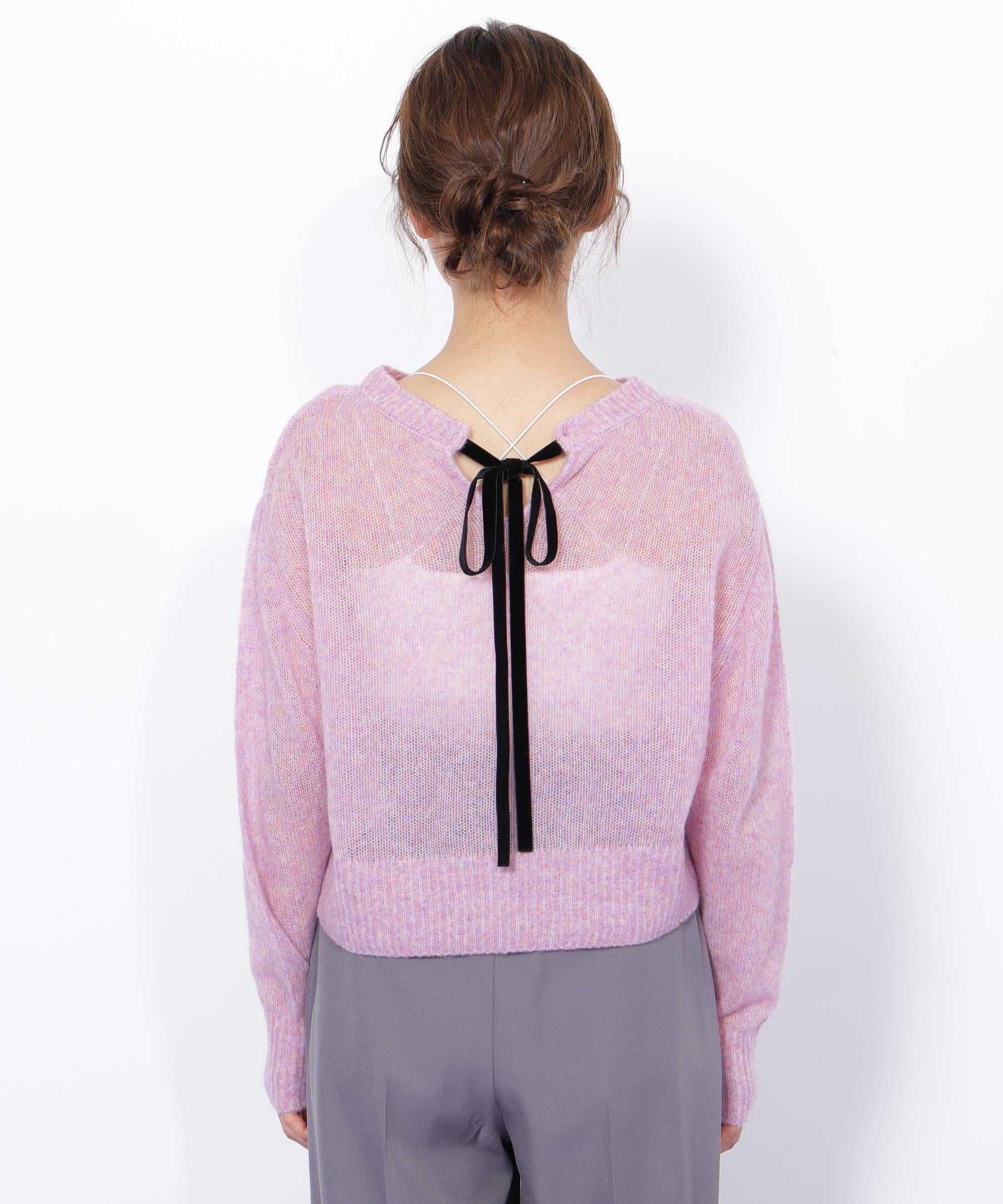 シアーリボンニット ピンク