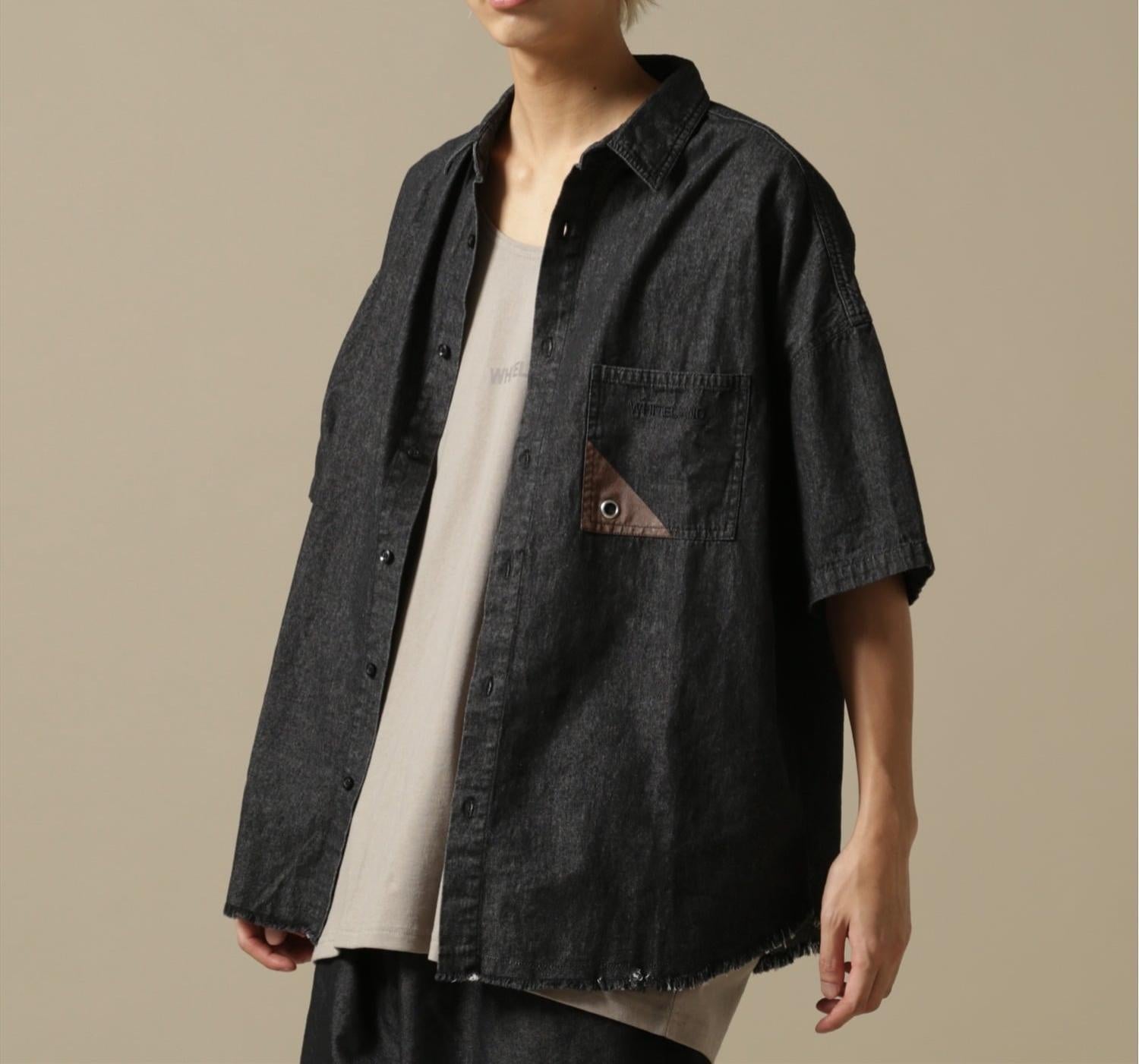 WHITELAND/OWL/DENIM S/S SHI>T ブラック