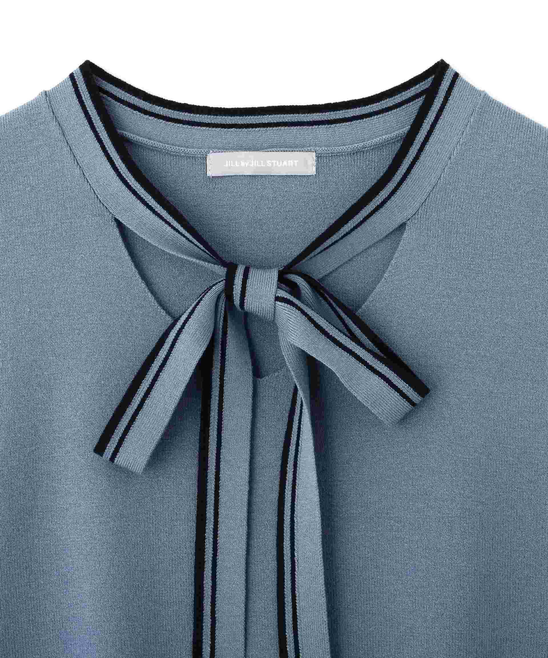 リボンボウタイノースリニットトップス ブルー