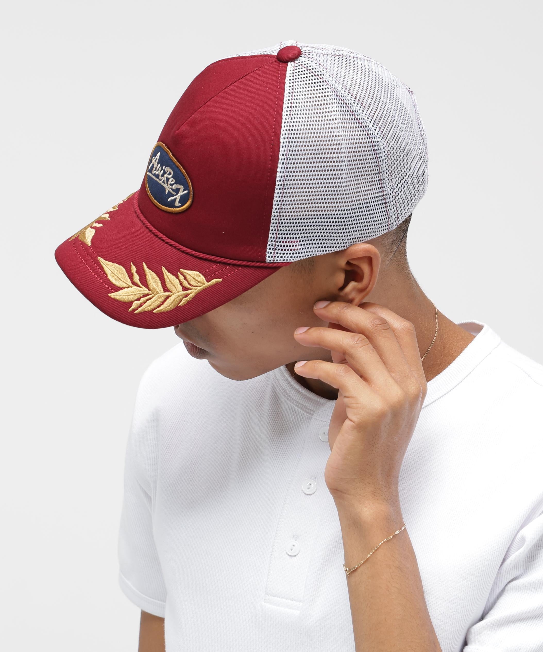 A.A.R.C OVAL WAPPEN MESH CAP バーガンディ5