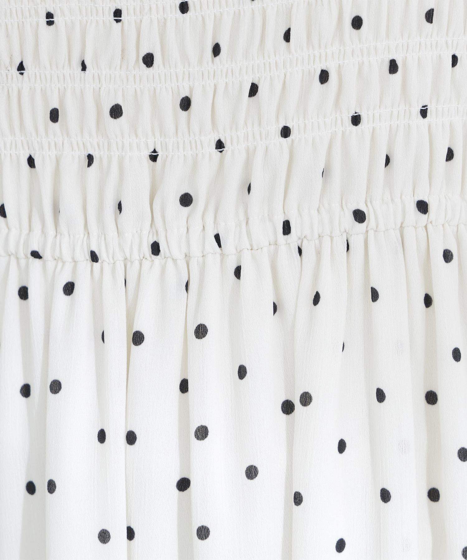 ドットプリントシャーリングワンピース オフホワイト×クロ2
