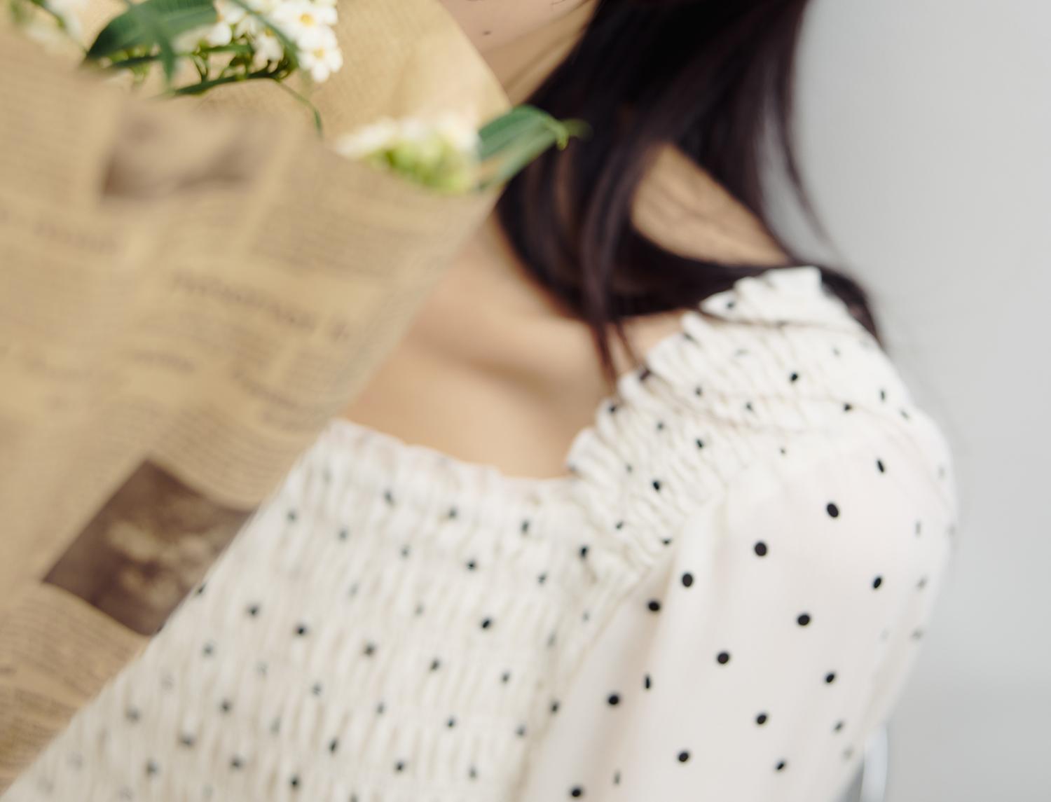 ドットプリントシャーリングワンピース オフホワイト×クロ2