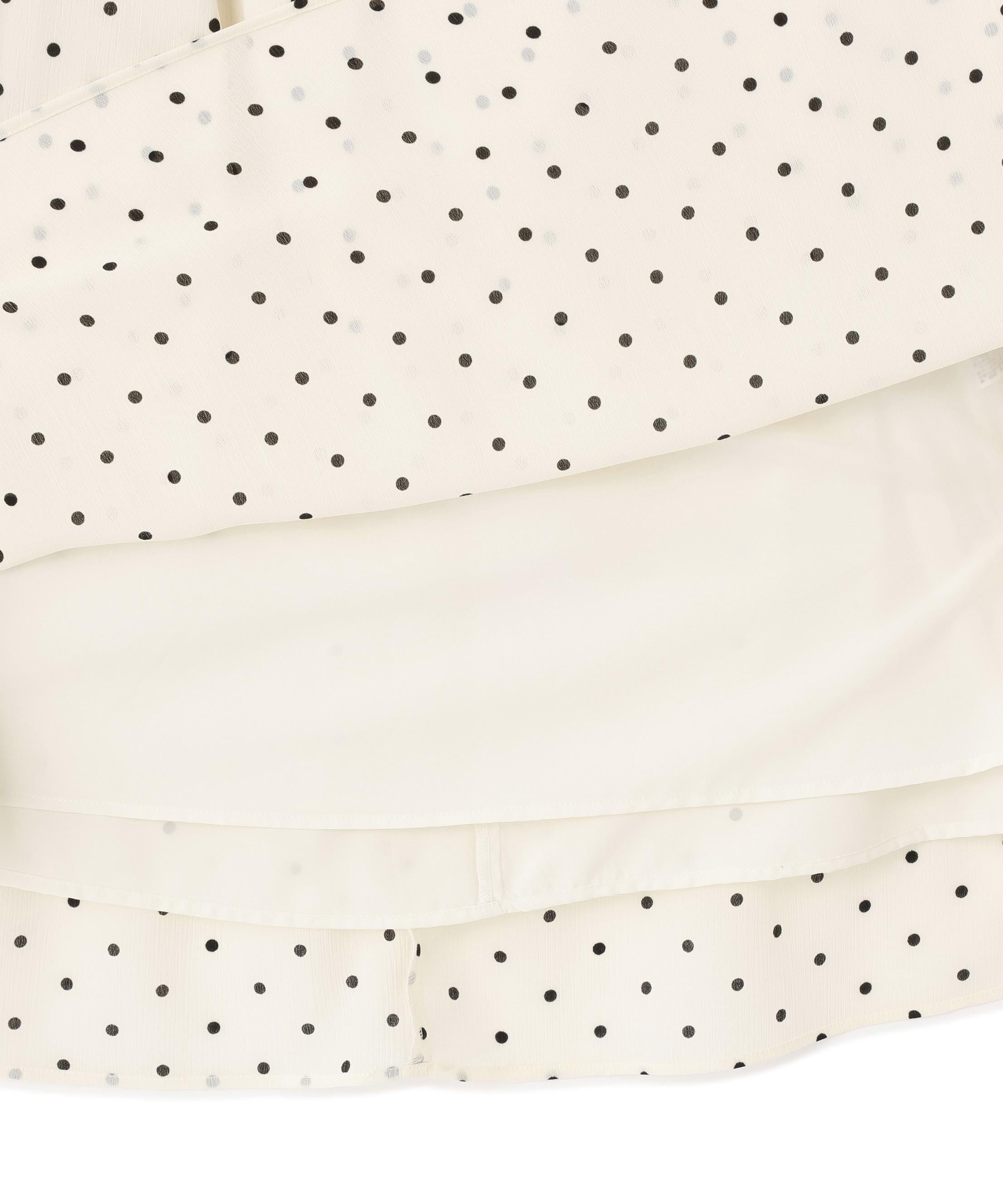 ドットプリントシャーリングワンピース オフホワイト×クロ2