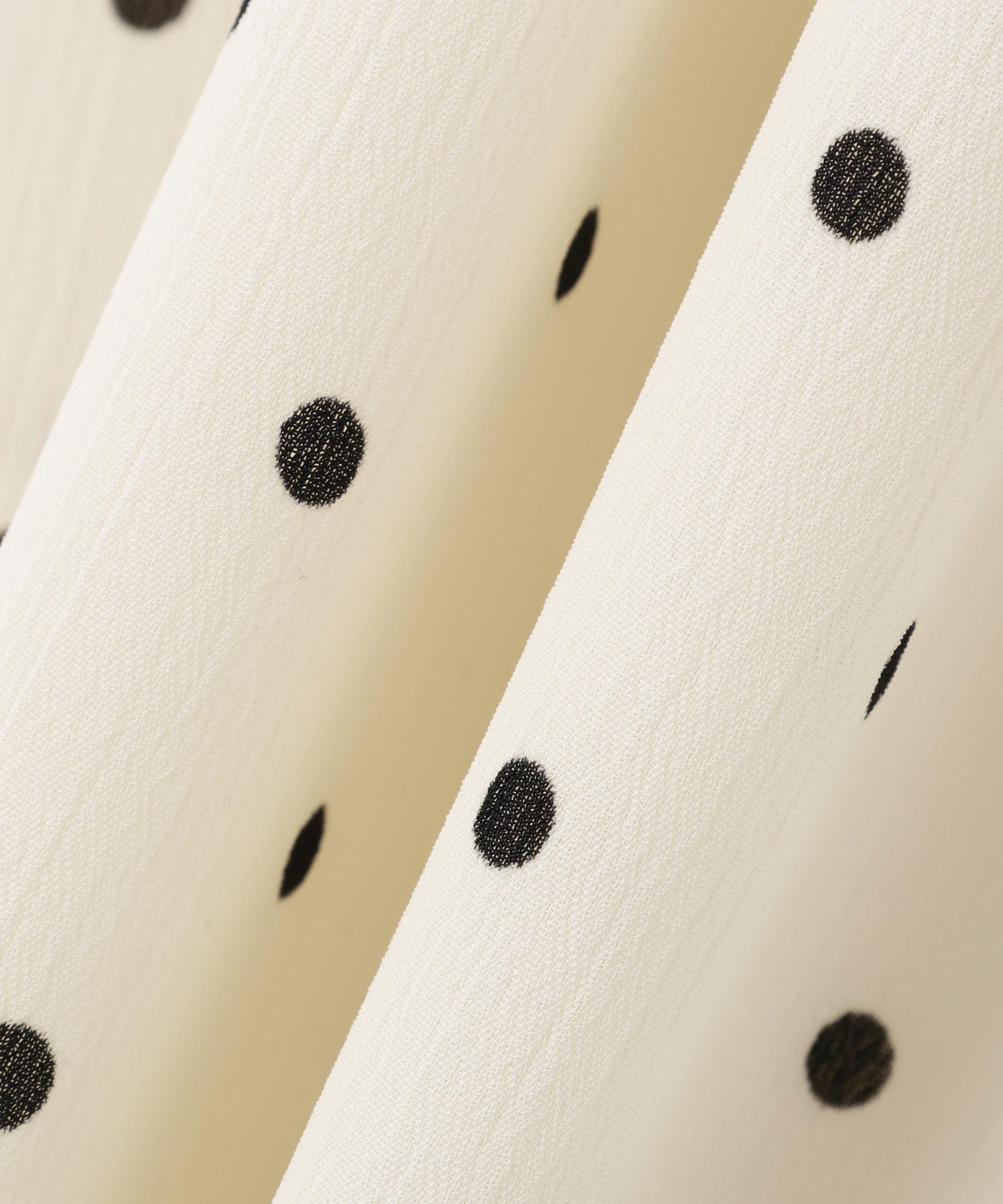 ドットプリントシャーリングワンピース オフホワイト×クロ2