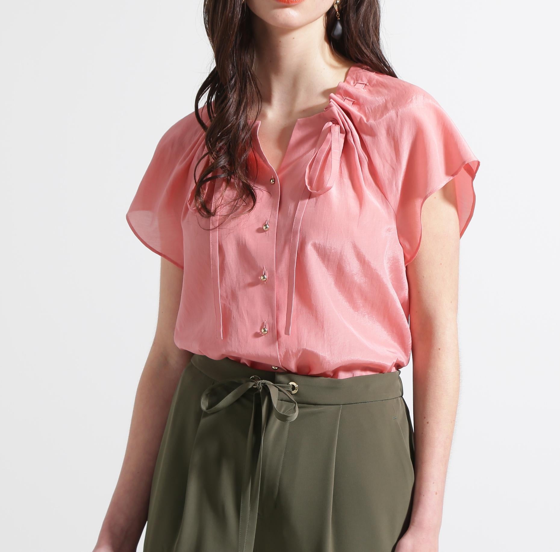 ◆ギャザーネックブラウス ピンク