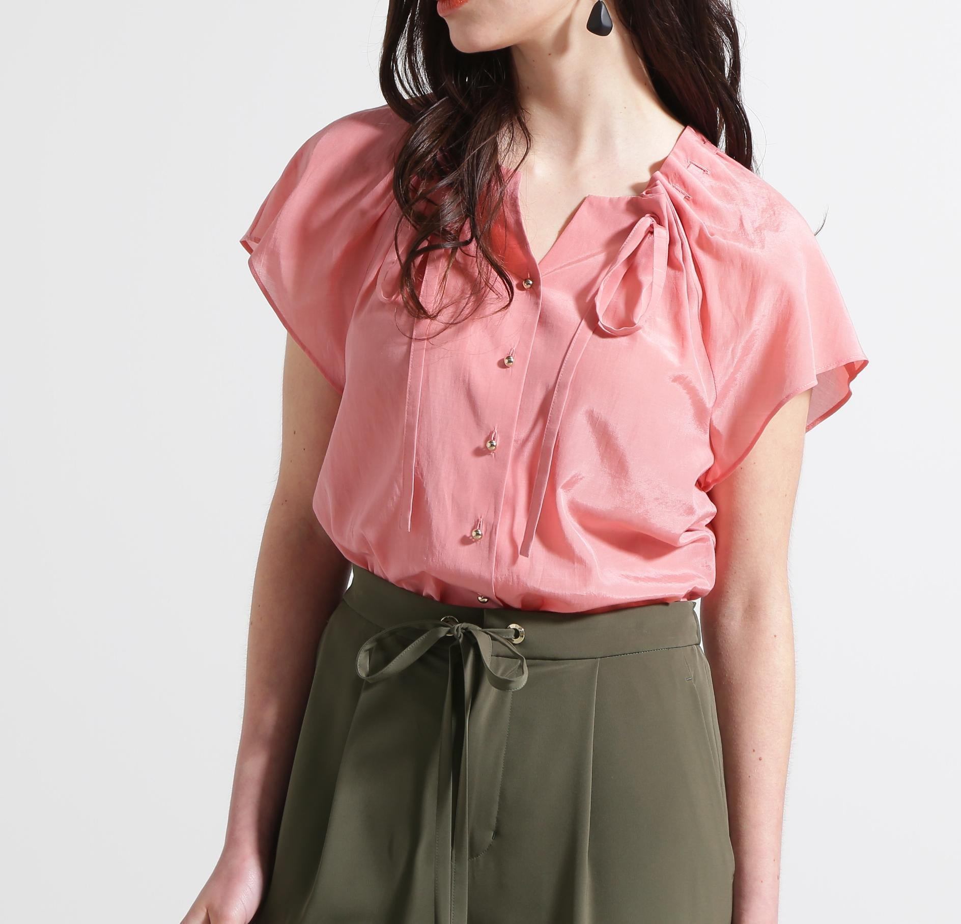◆ギャザーネックブラウス ピンク