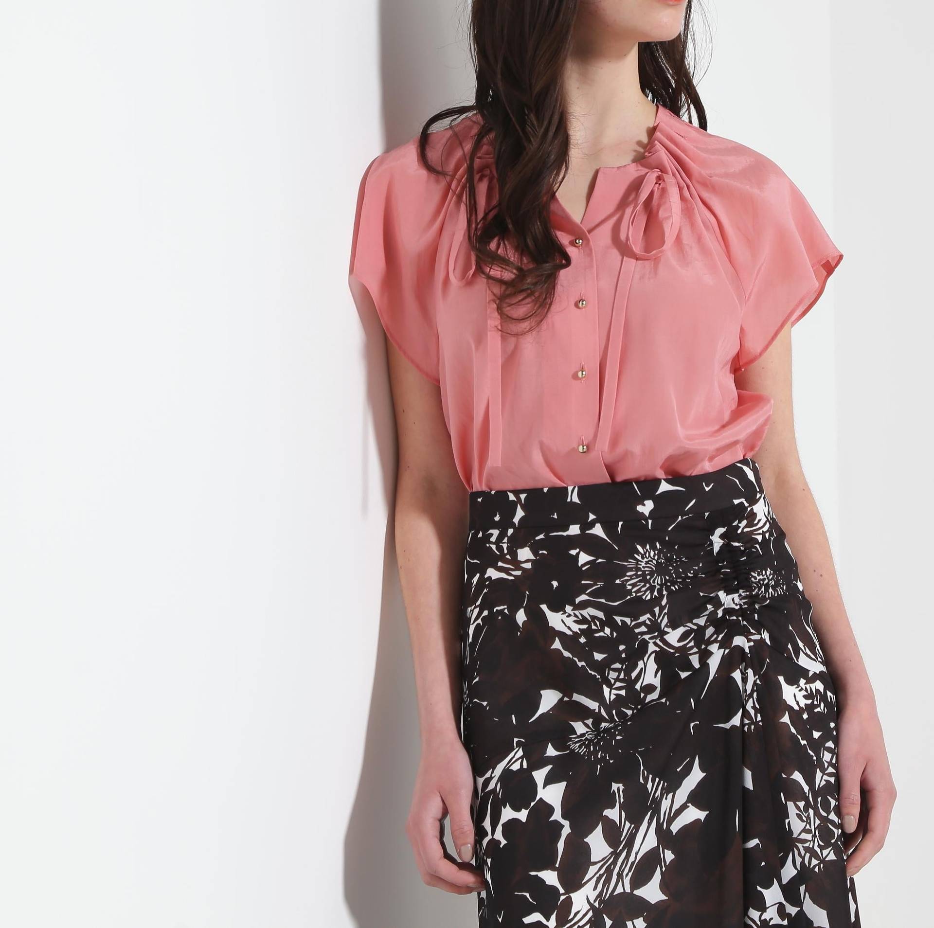 ◆ギャザーネックブラウス ピンク